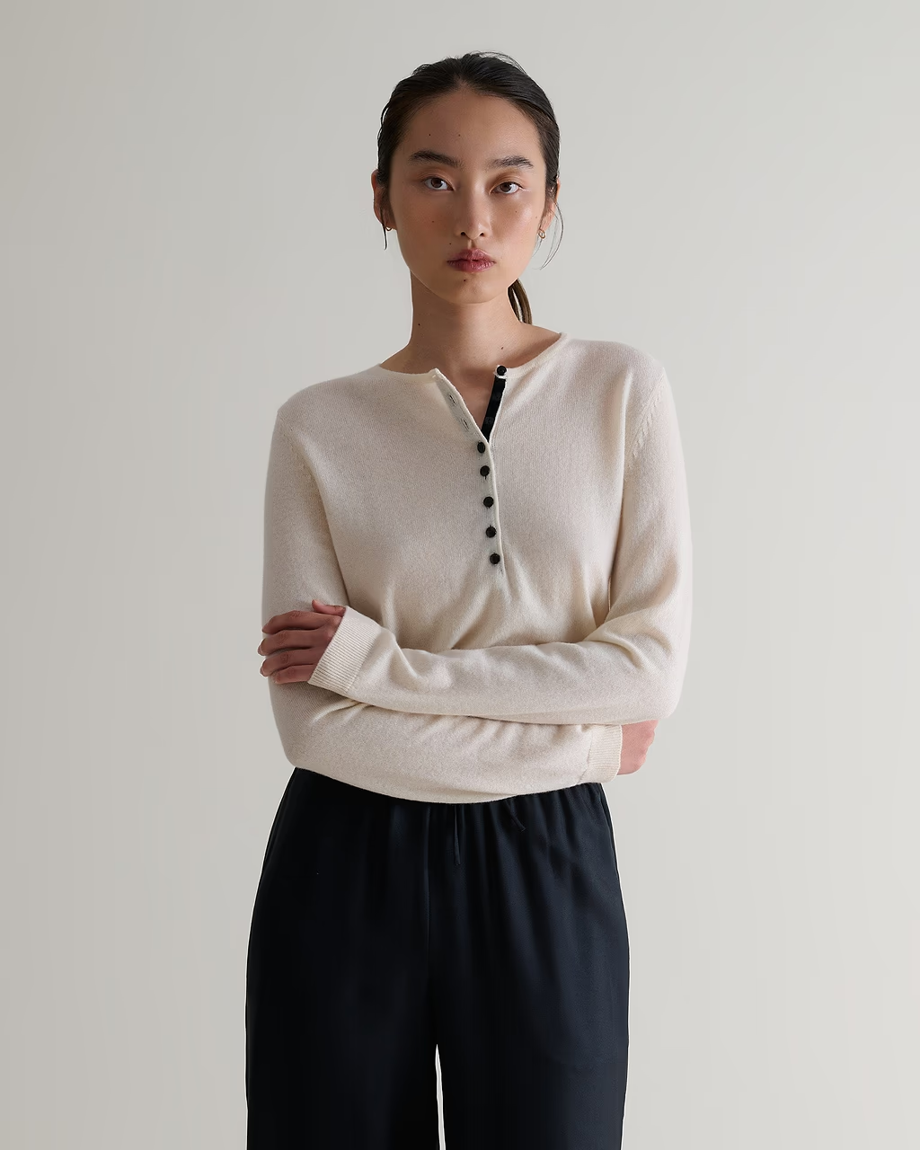 Rise & Fall, Cashmere Merino Henley Jumper
