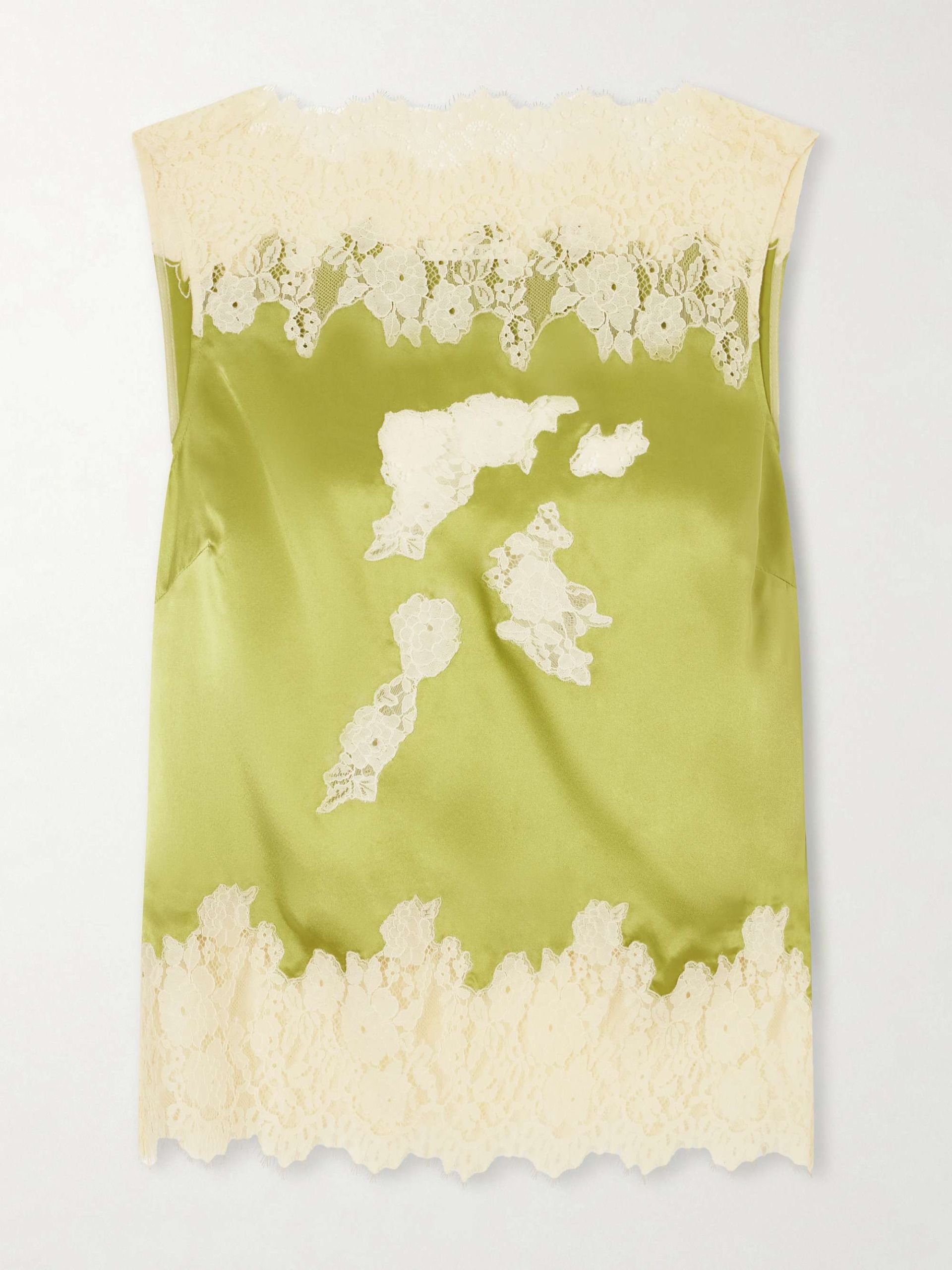 Viviane Lace-Trimmed Silk-Satin Top