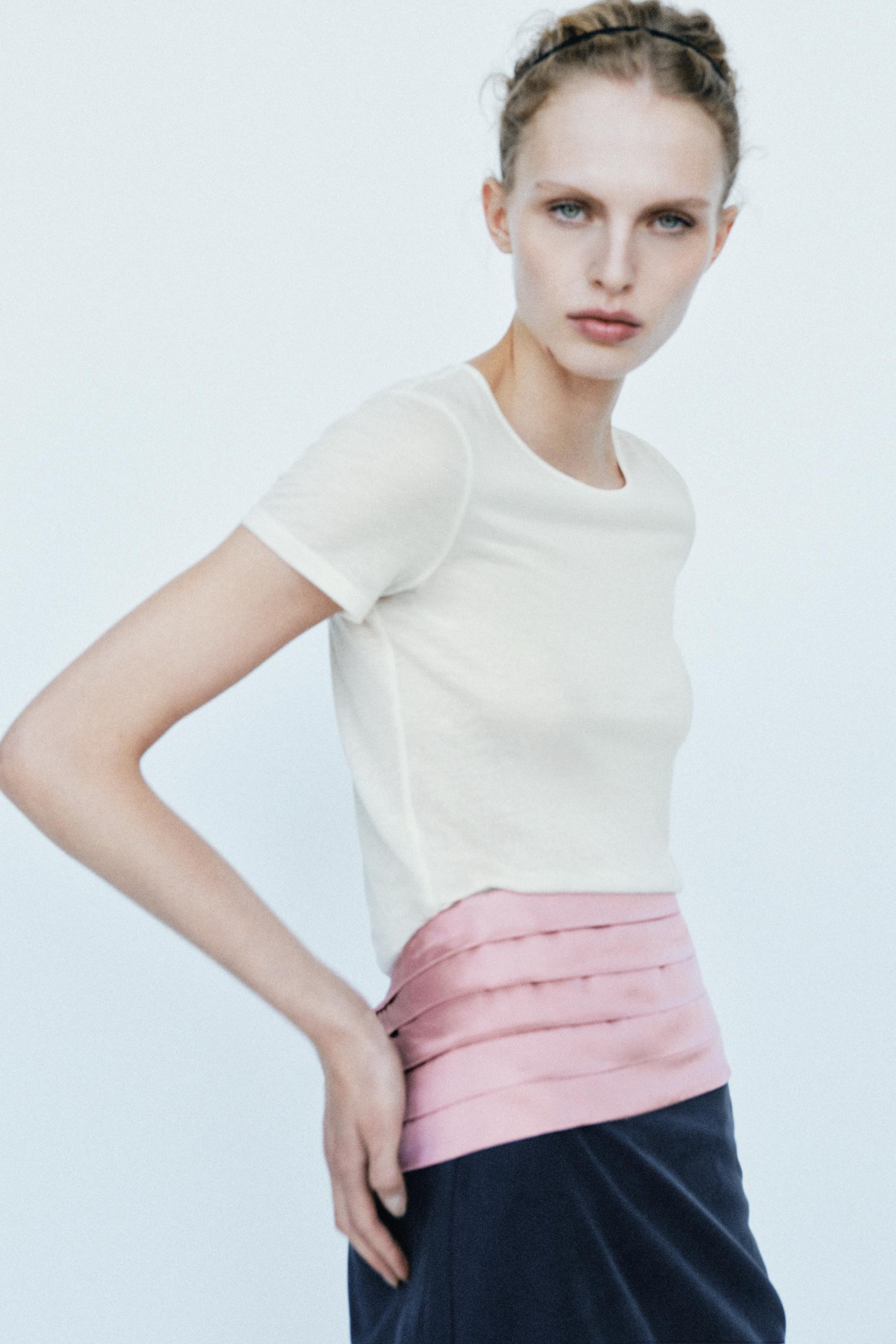 Pleated Sash Belt - Pink - M