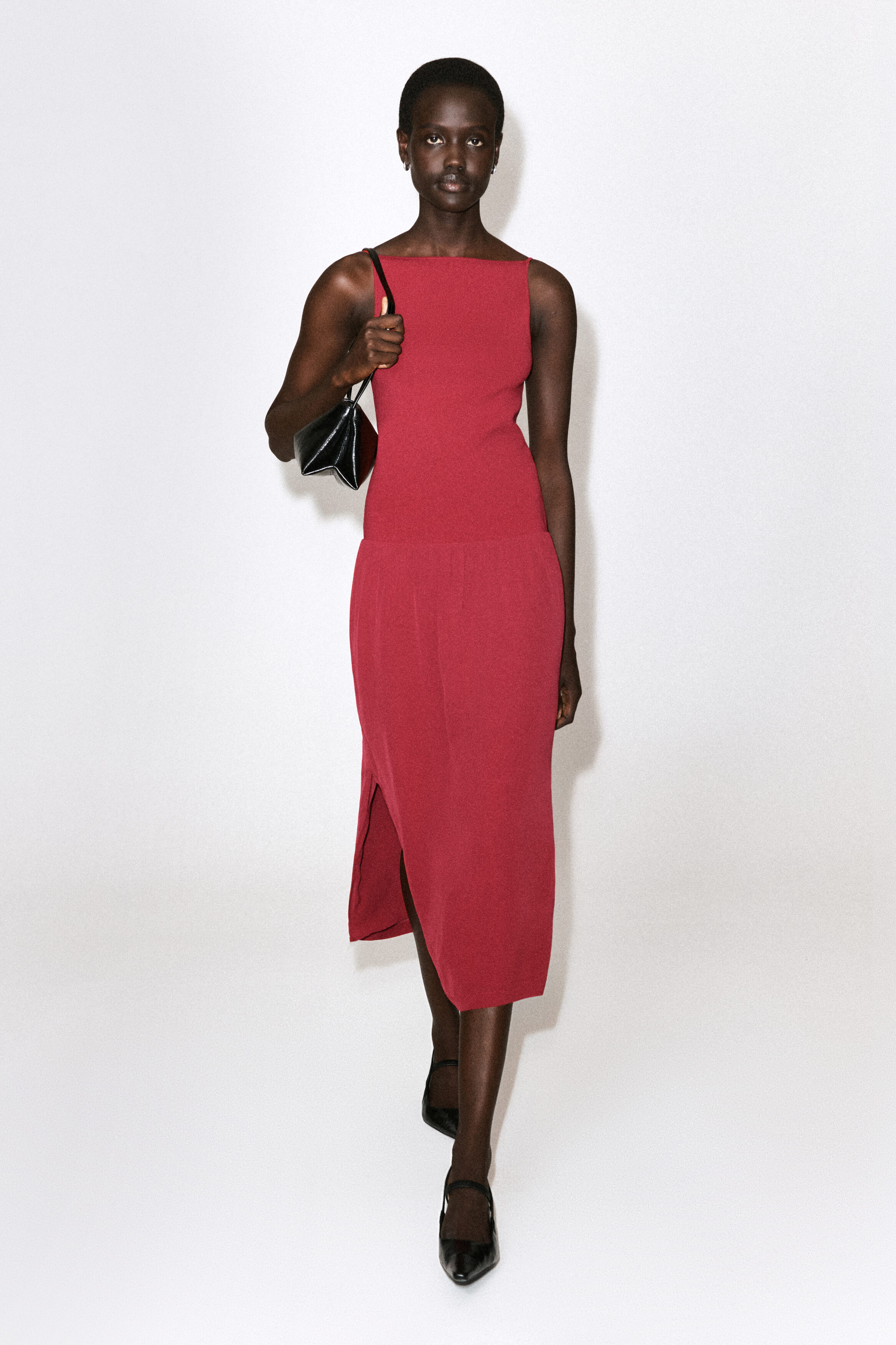Contrast-Panel Maxi Dress