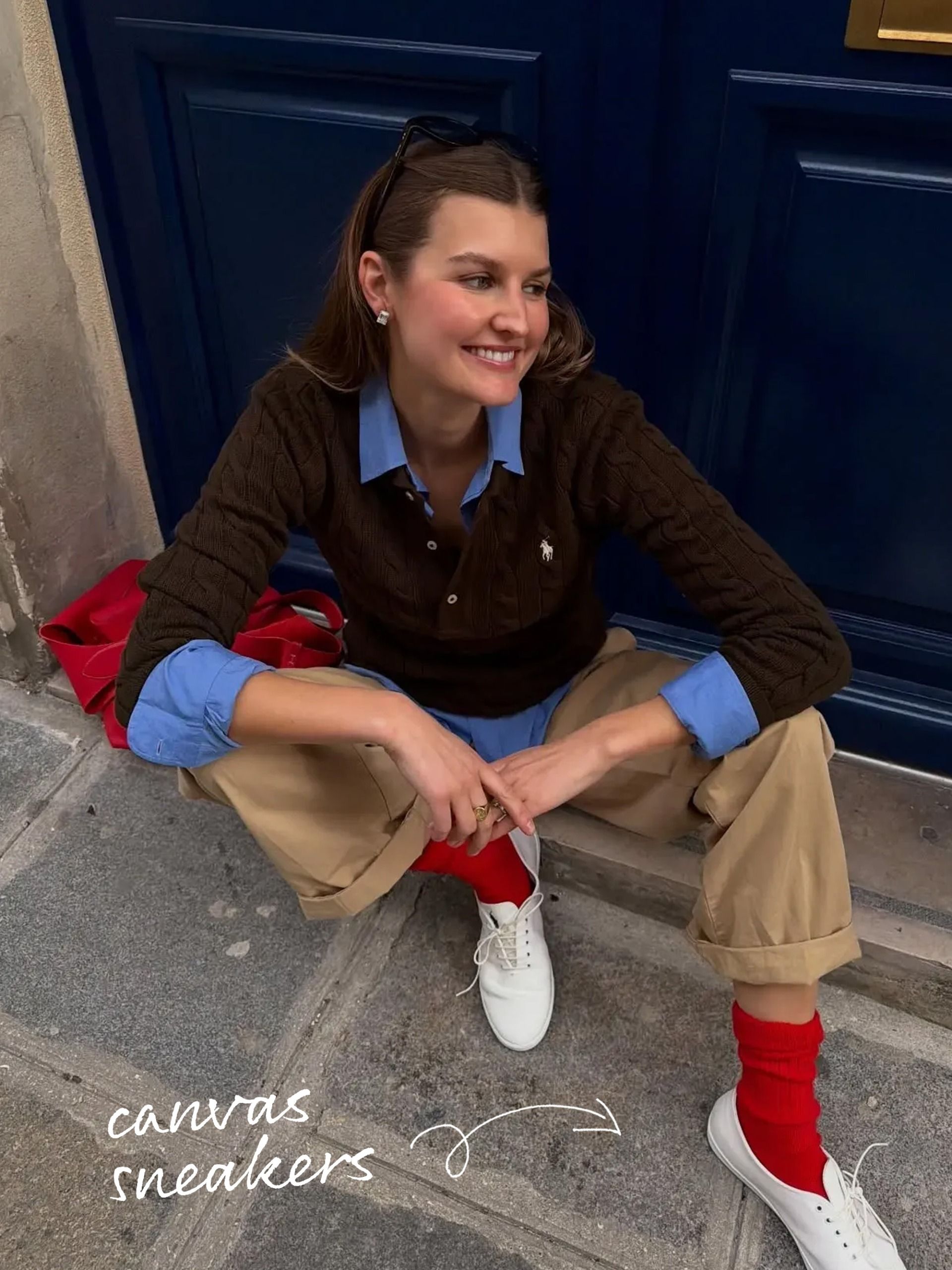 Gen Z fashion person wearing canvas sneakers.