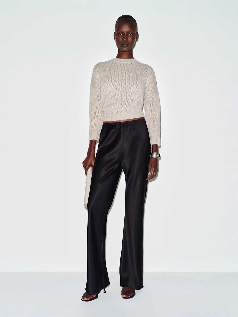 Gale Satin Mid Rise Bias Pant