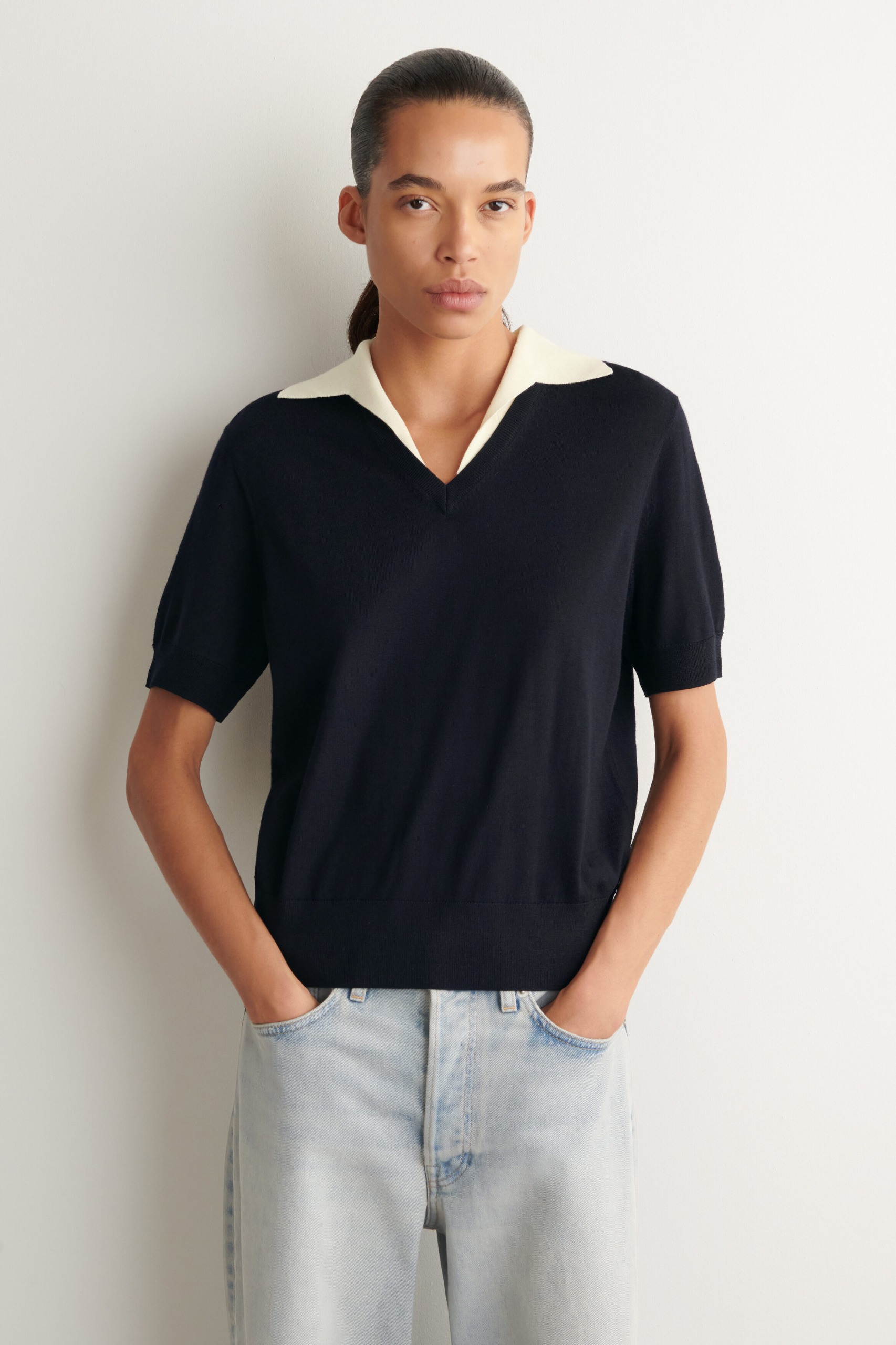 Merino Wool Layered Polo Shirt