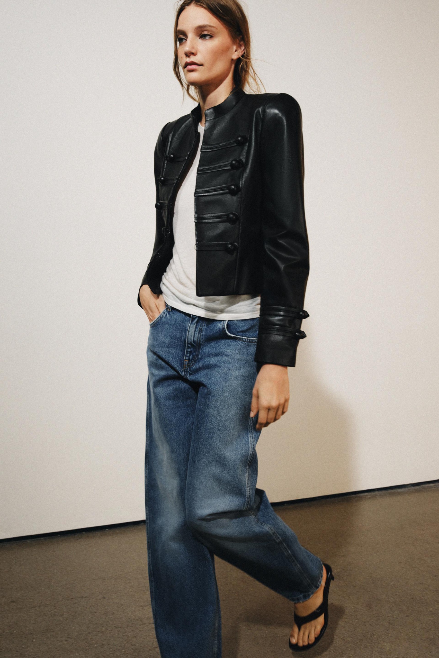 100% Leather Frog Fastening Jacket Zw Collection - Black - Xs