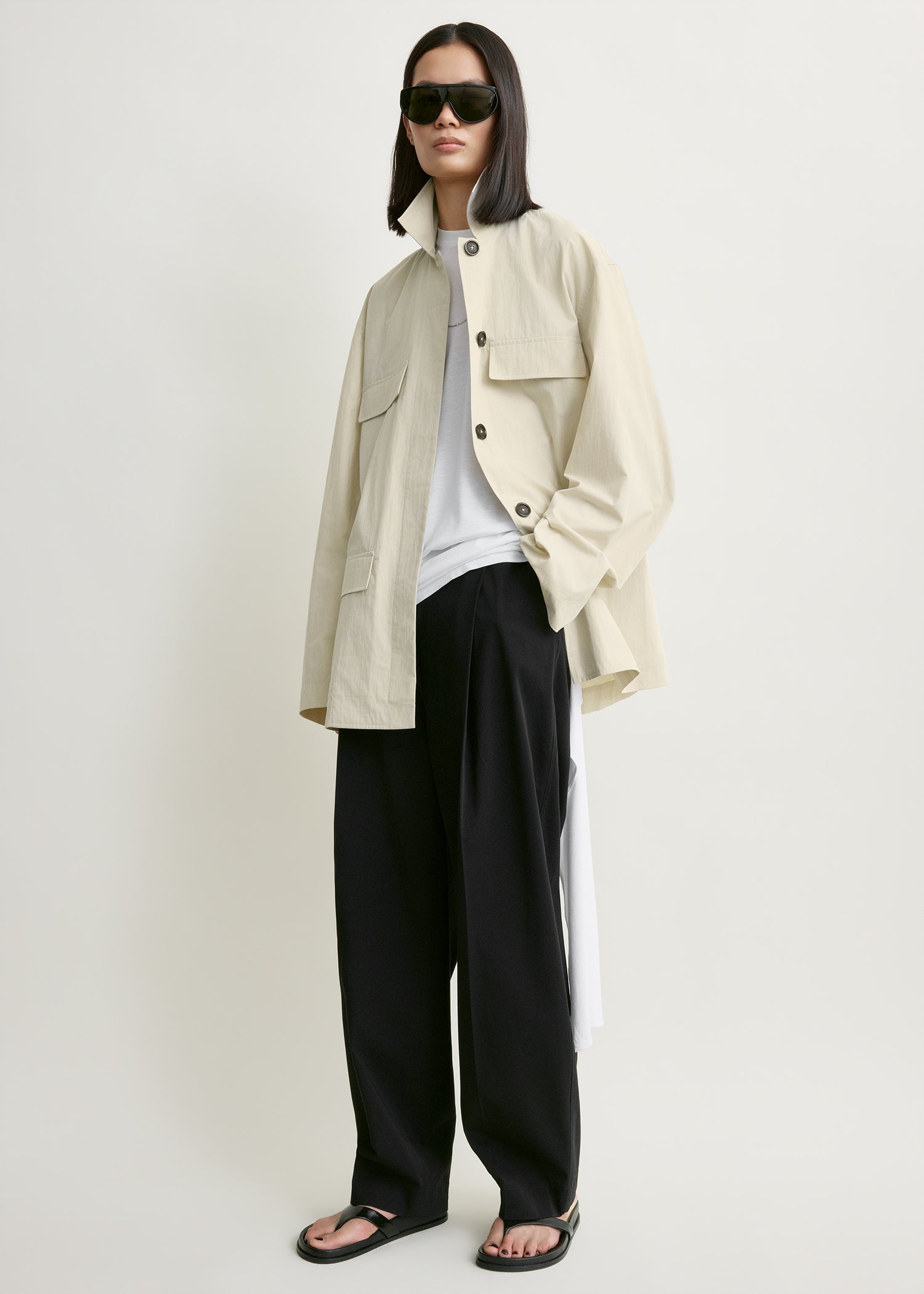 Collared Drawstring Jacket Oyster - 30