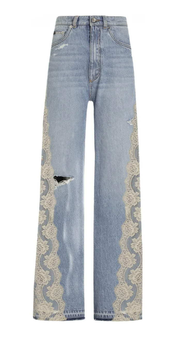 Dolce & Gabbana, lace-panelled jeans