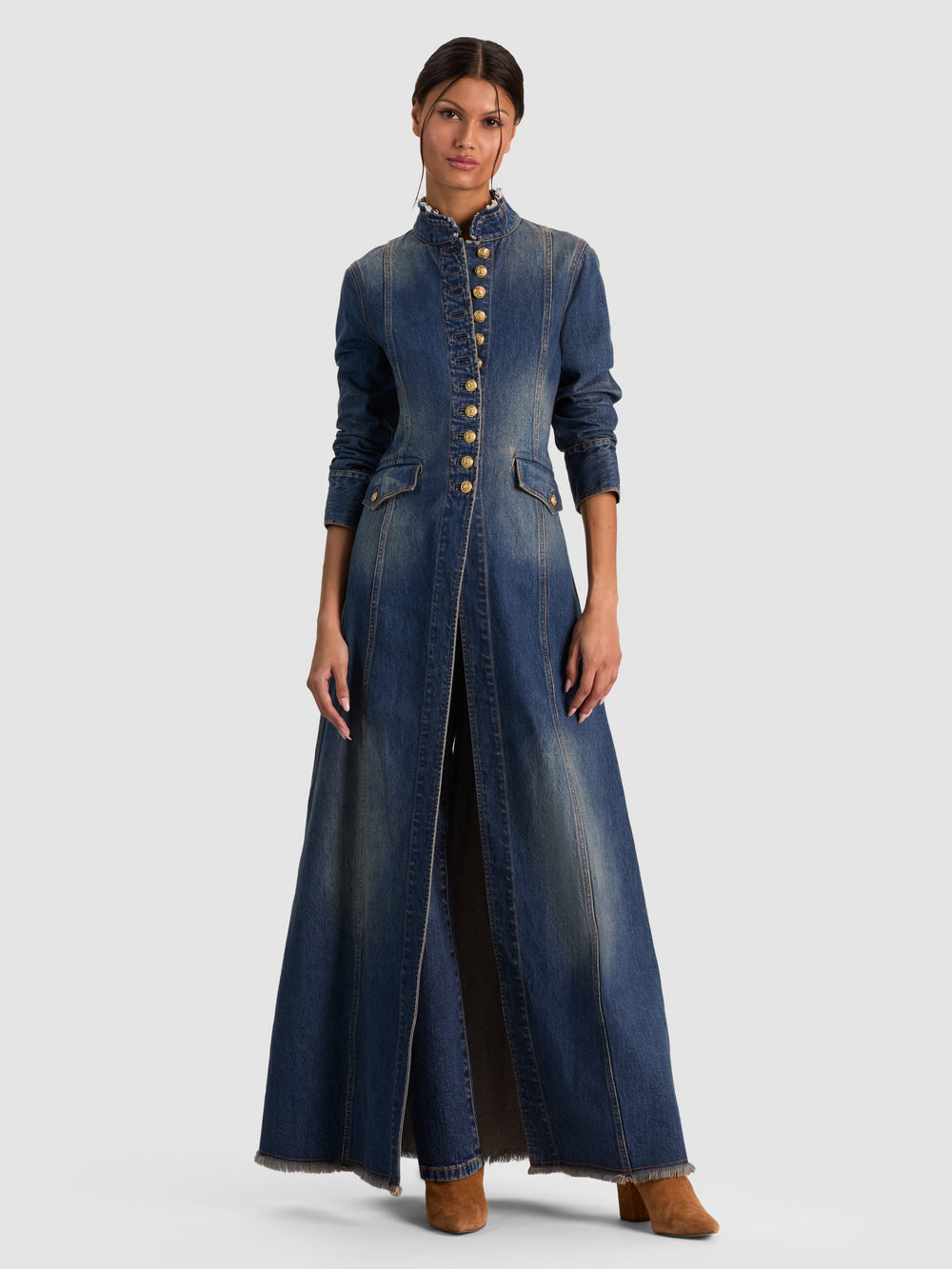 Winn Long Denim Military Jacket - Georgetta Vintage Blue