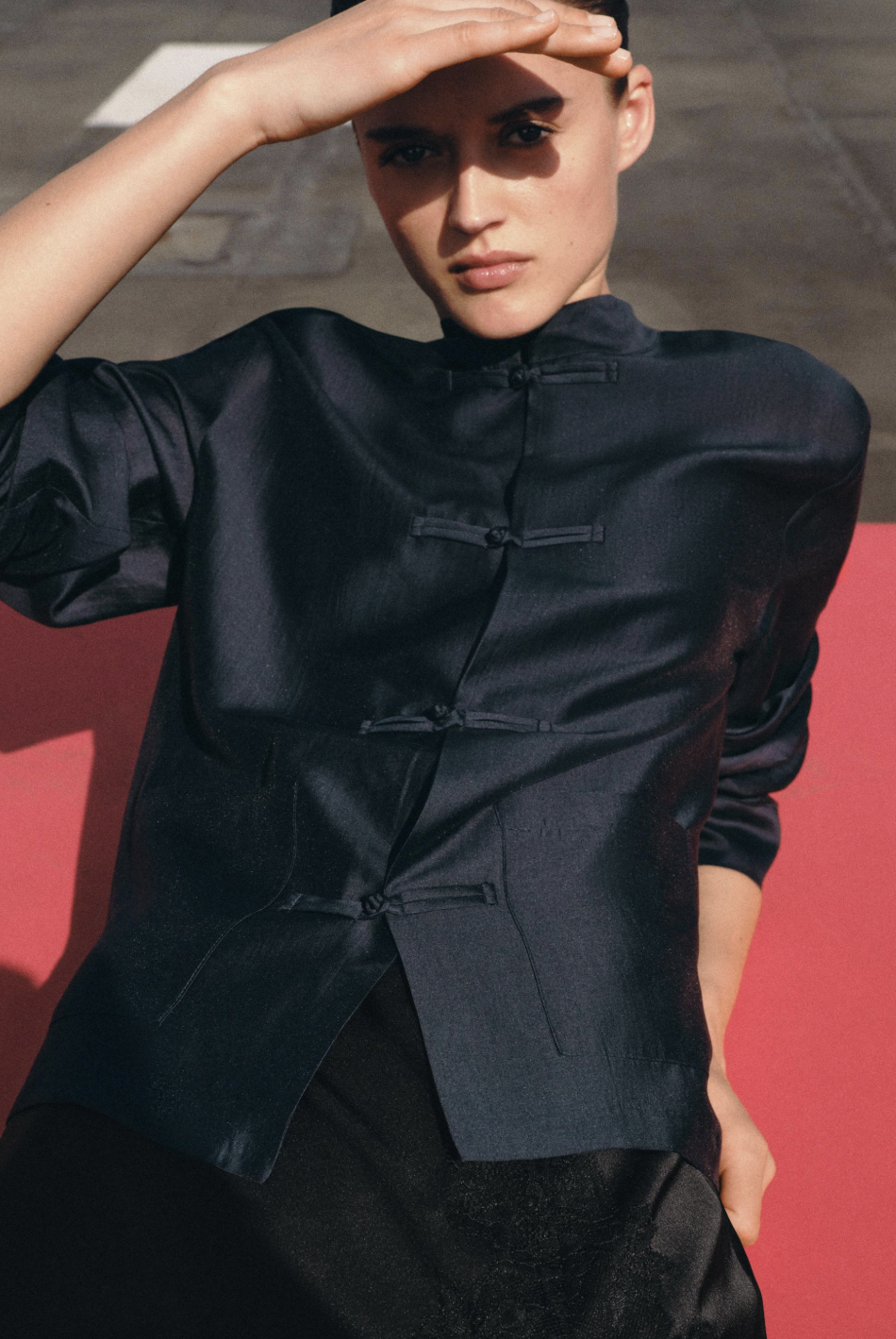 ZARA, Zw Collection Satin Shirt With Frog Fastening - White - Xs