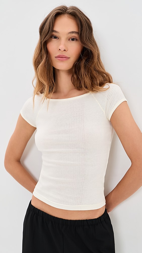The Variegated Rib Top - Chalk