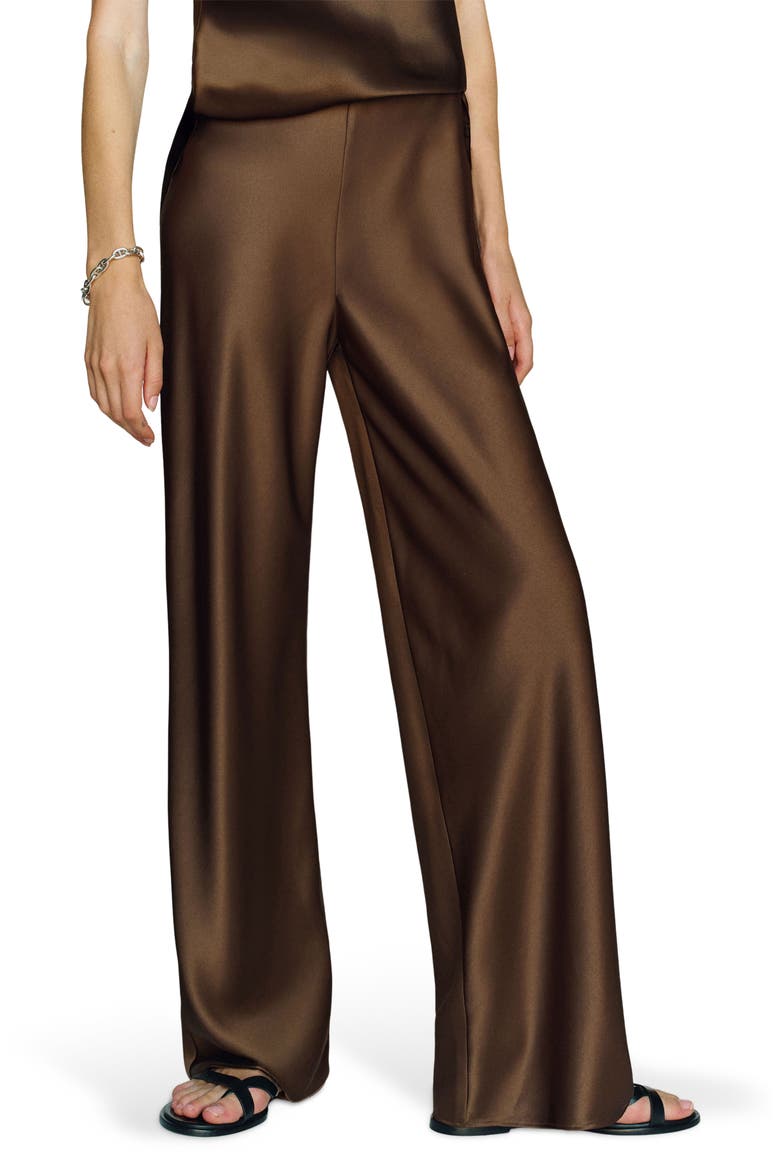 Gale Bias Cut High Waist Satin Pants