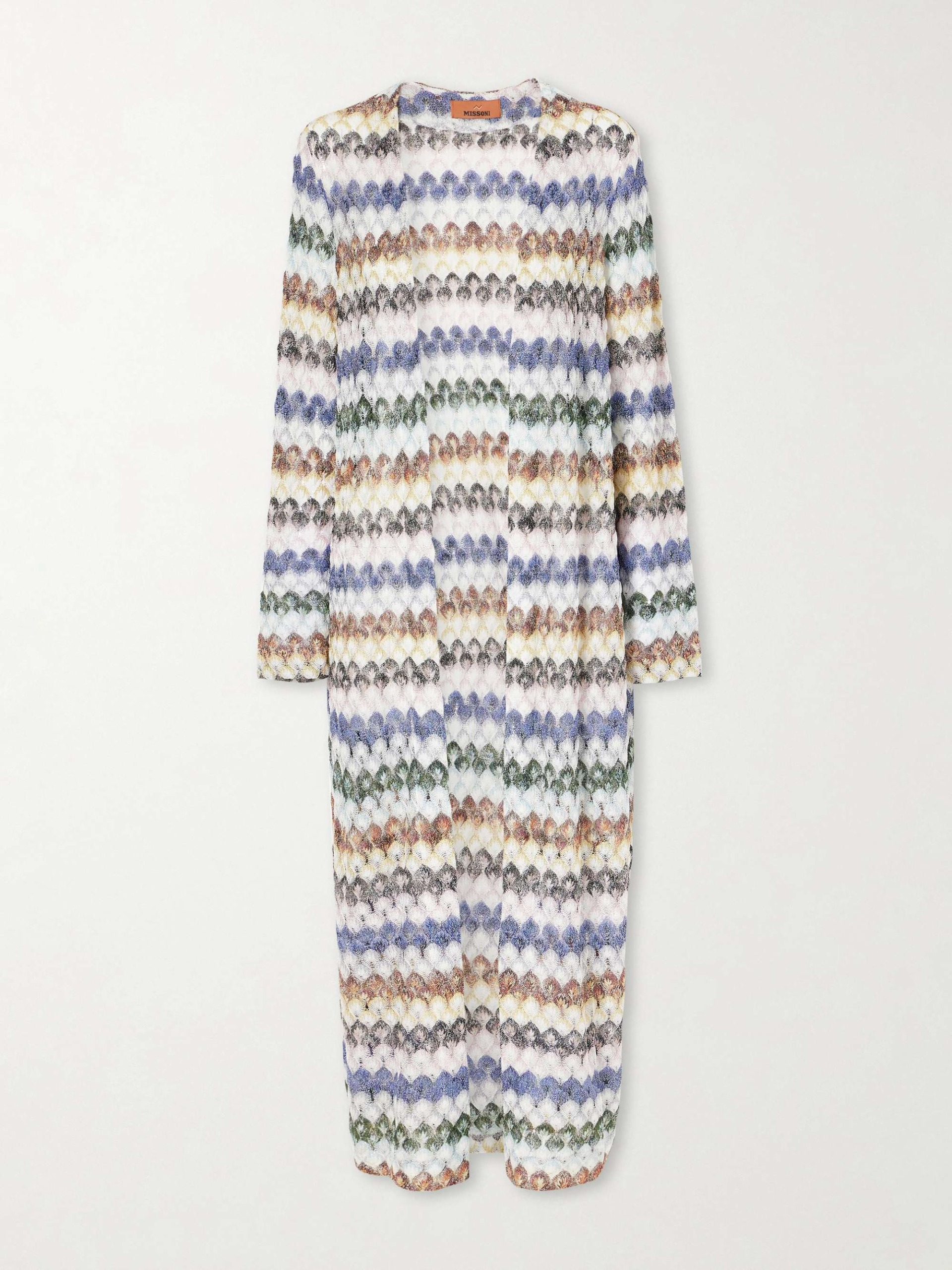 Striped Crochet-Knit Cardigan