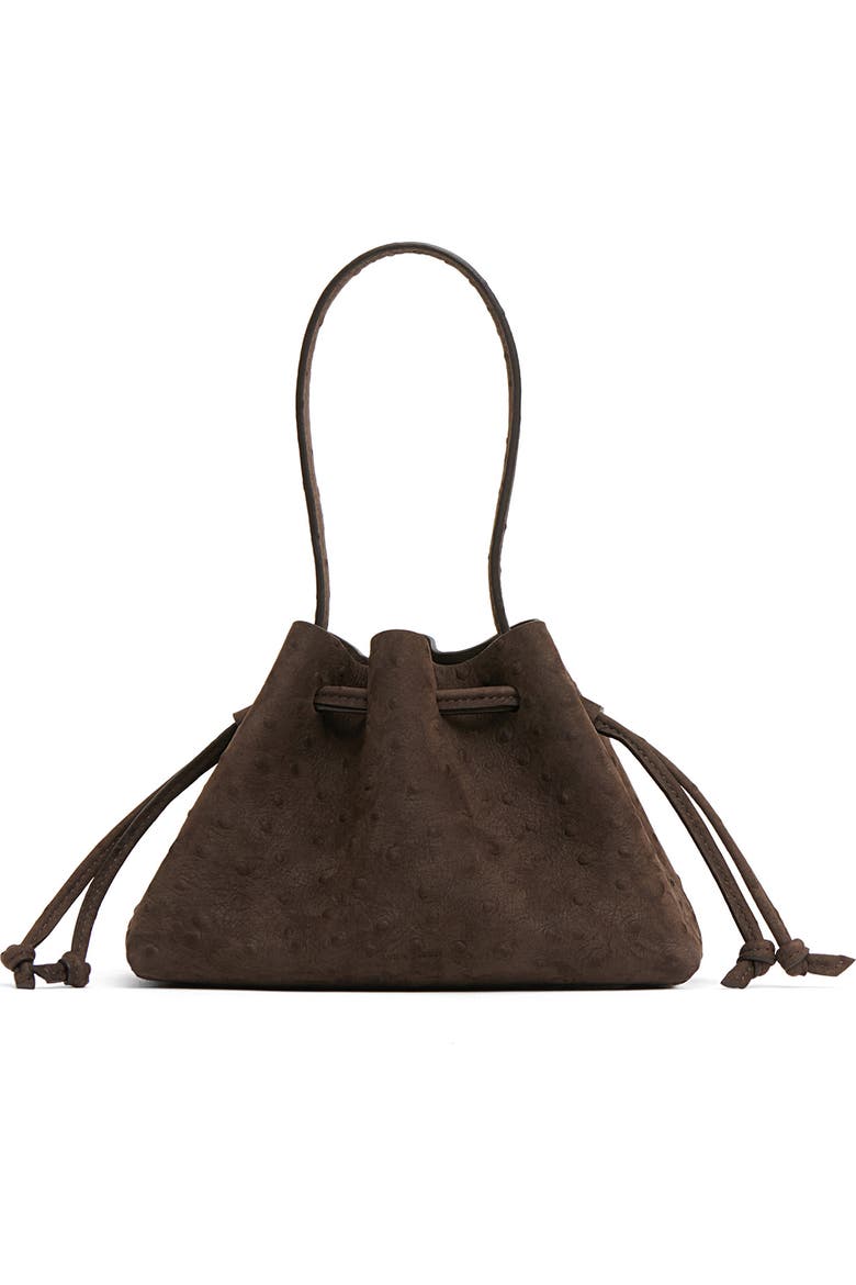 Ostrich Embossed Drawstring Pouchette