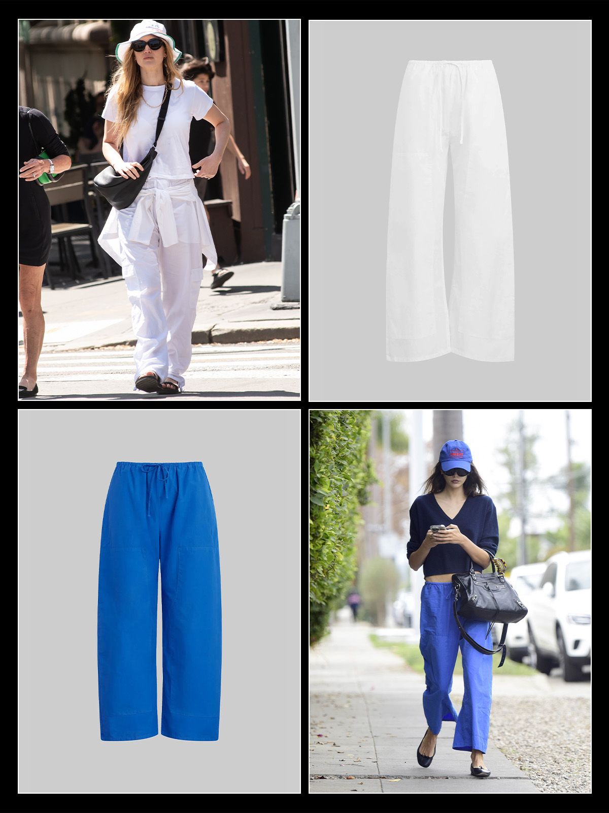 Celebrities Jennifer Lawrence and Kaia Gerber wearing LESET Kyoto Carpenter pants.