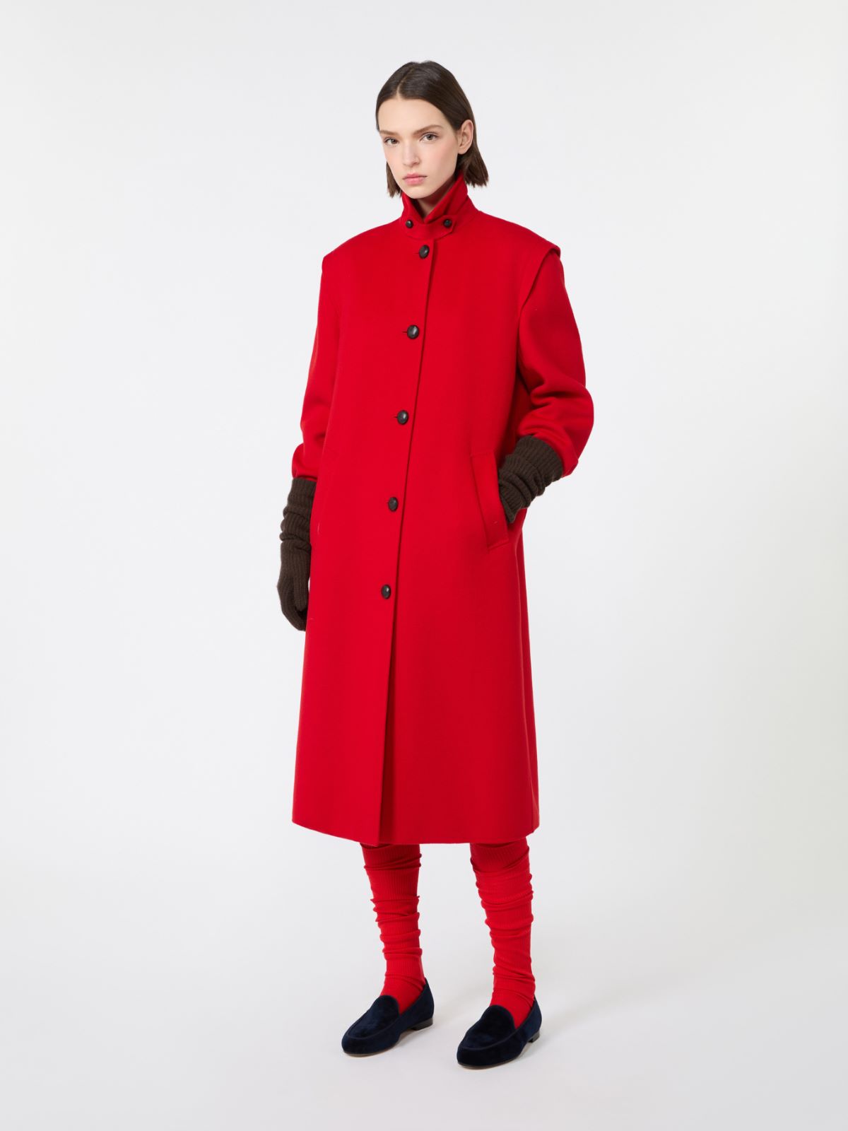 Double Wool Broadcloth Coat - Red