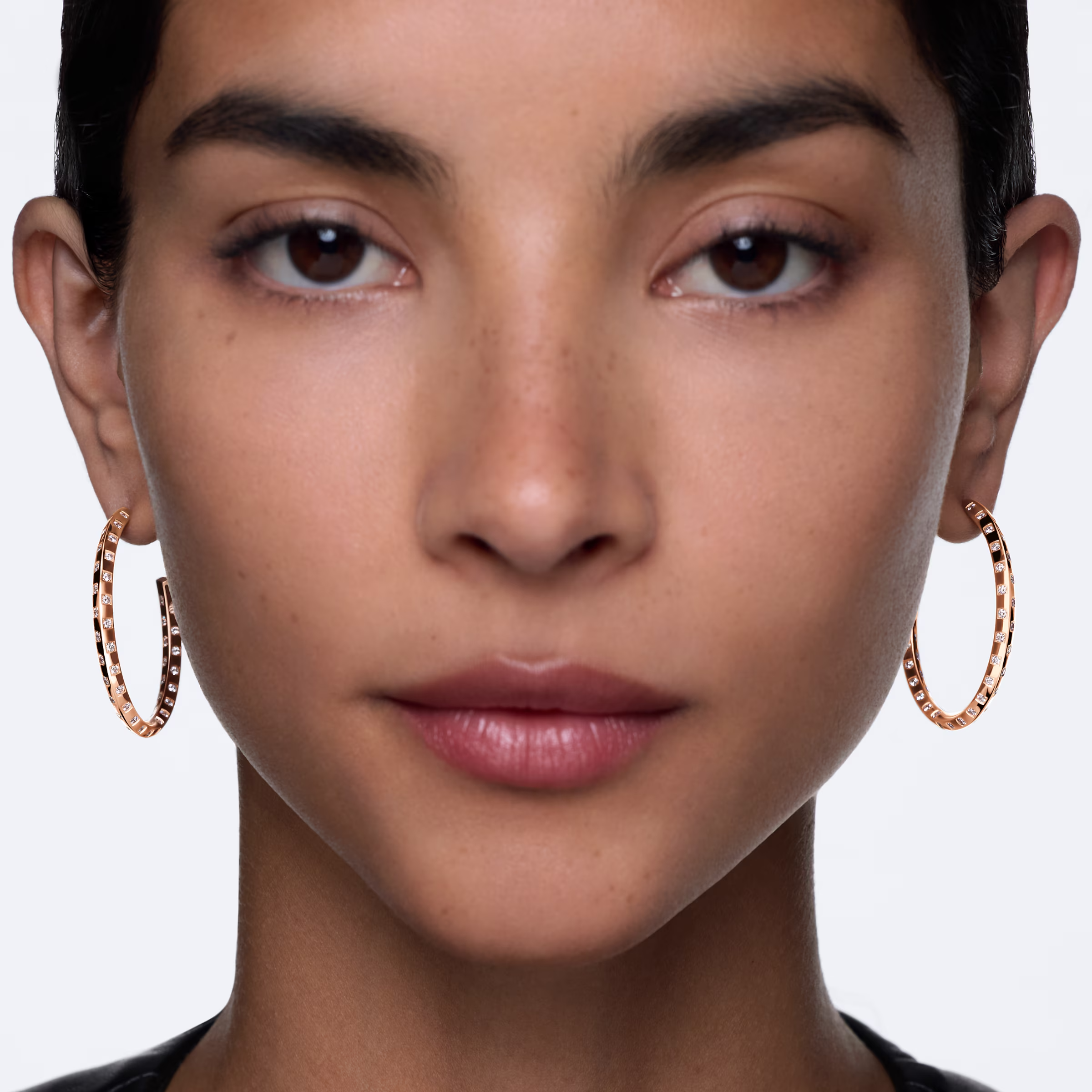 Louis Vuitton, Le Damier de Louis Vuitton Large Hoops, Rose Gold and Diamonds