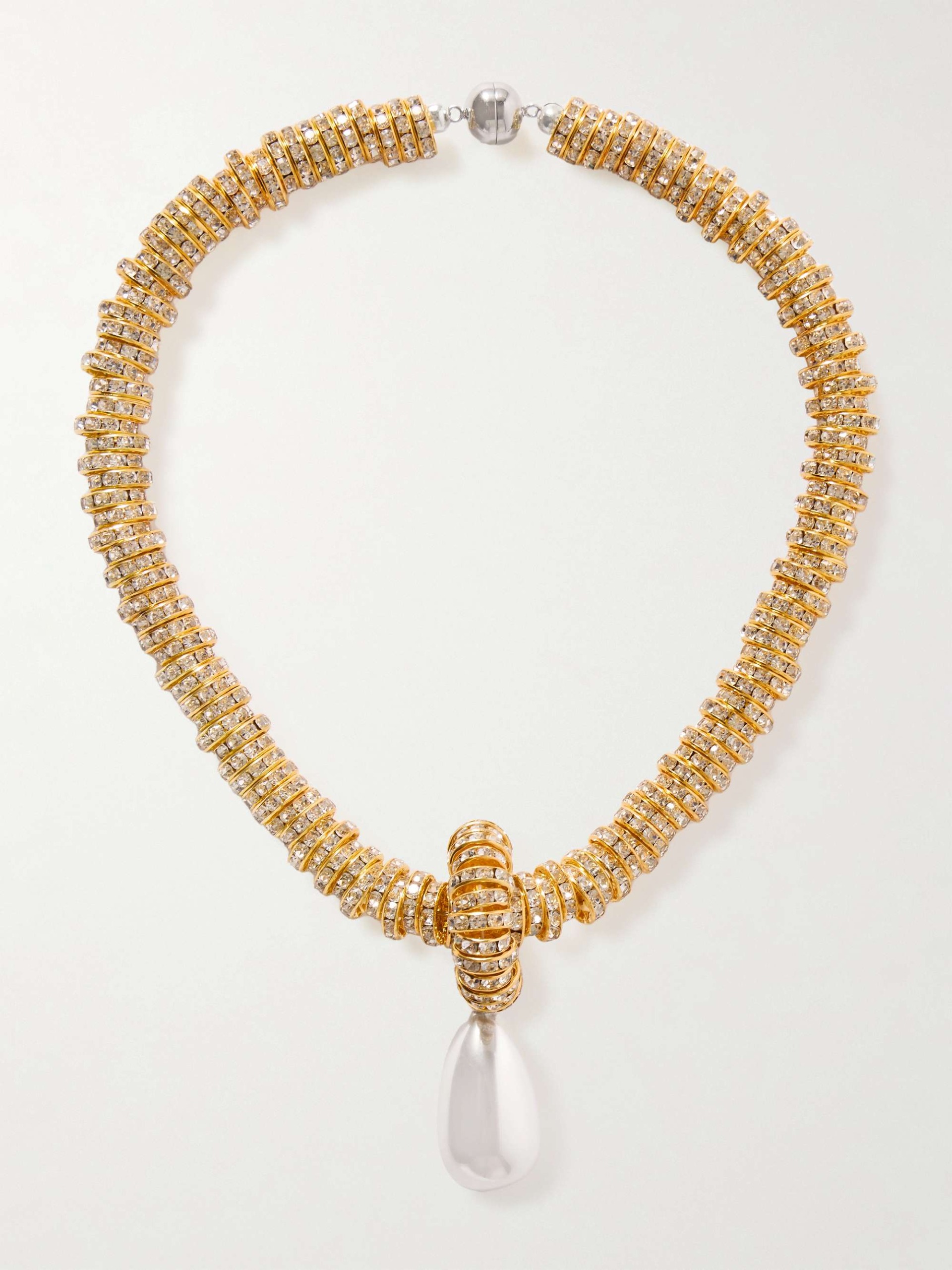 Gold-Tone Faux Pearl and Swarovski Crystal Necklace