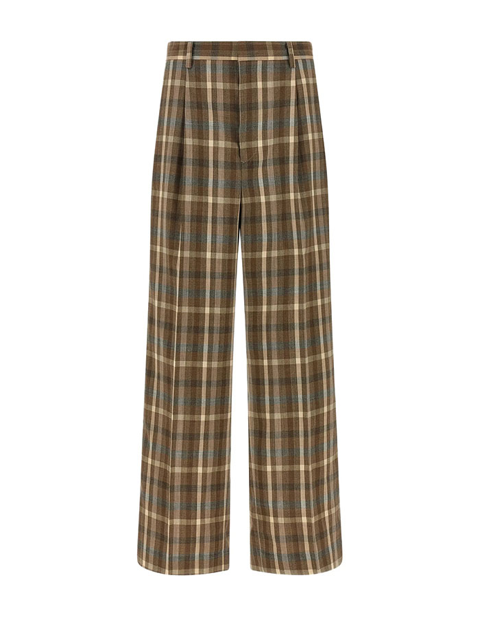 Auralee Check-Pattern Wide-Leg Trousers | 1