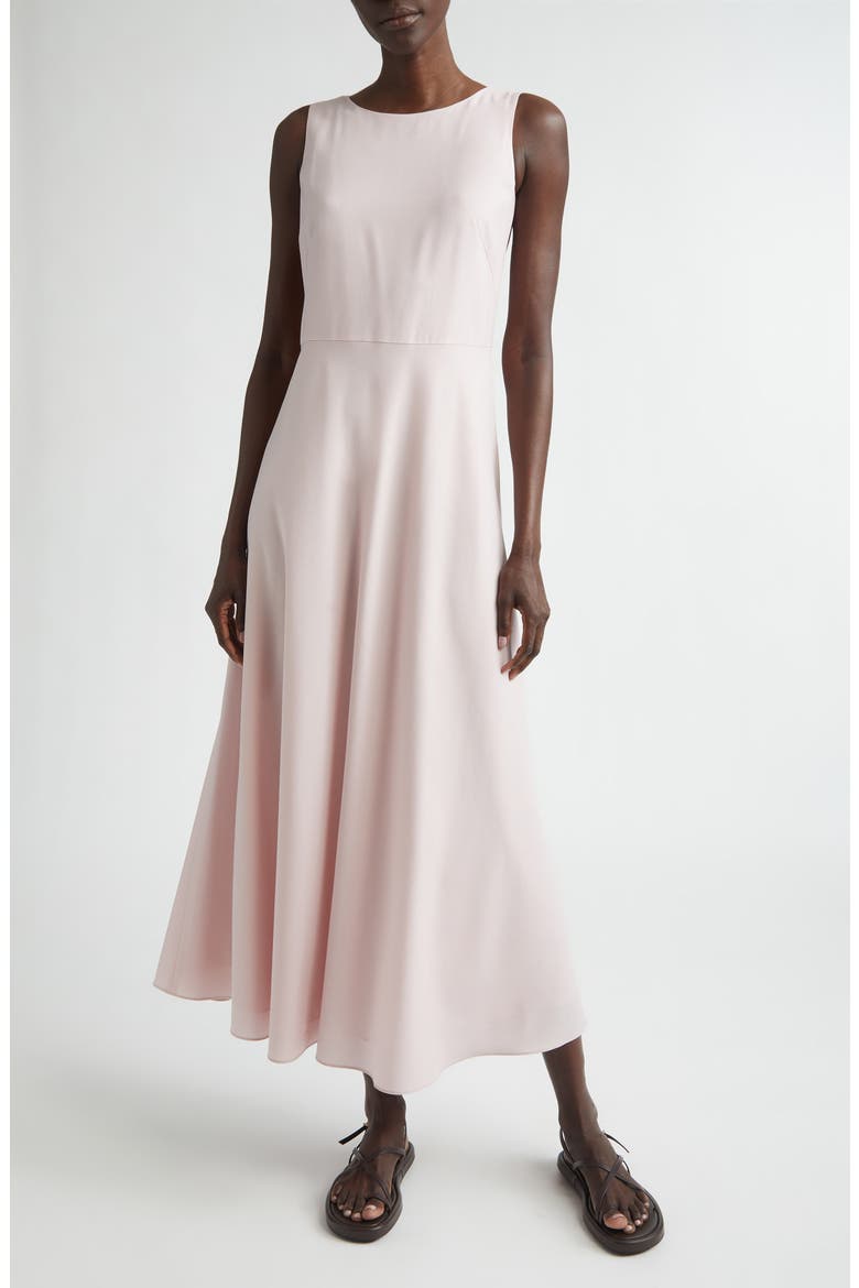 Sleeveless Tropical Wool Blend Midi Dress