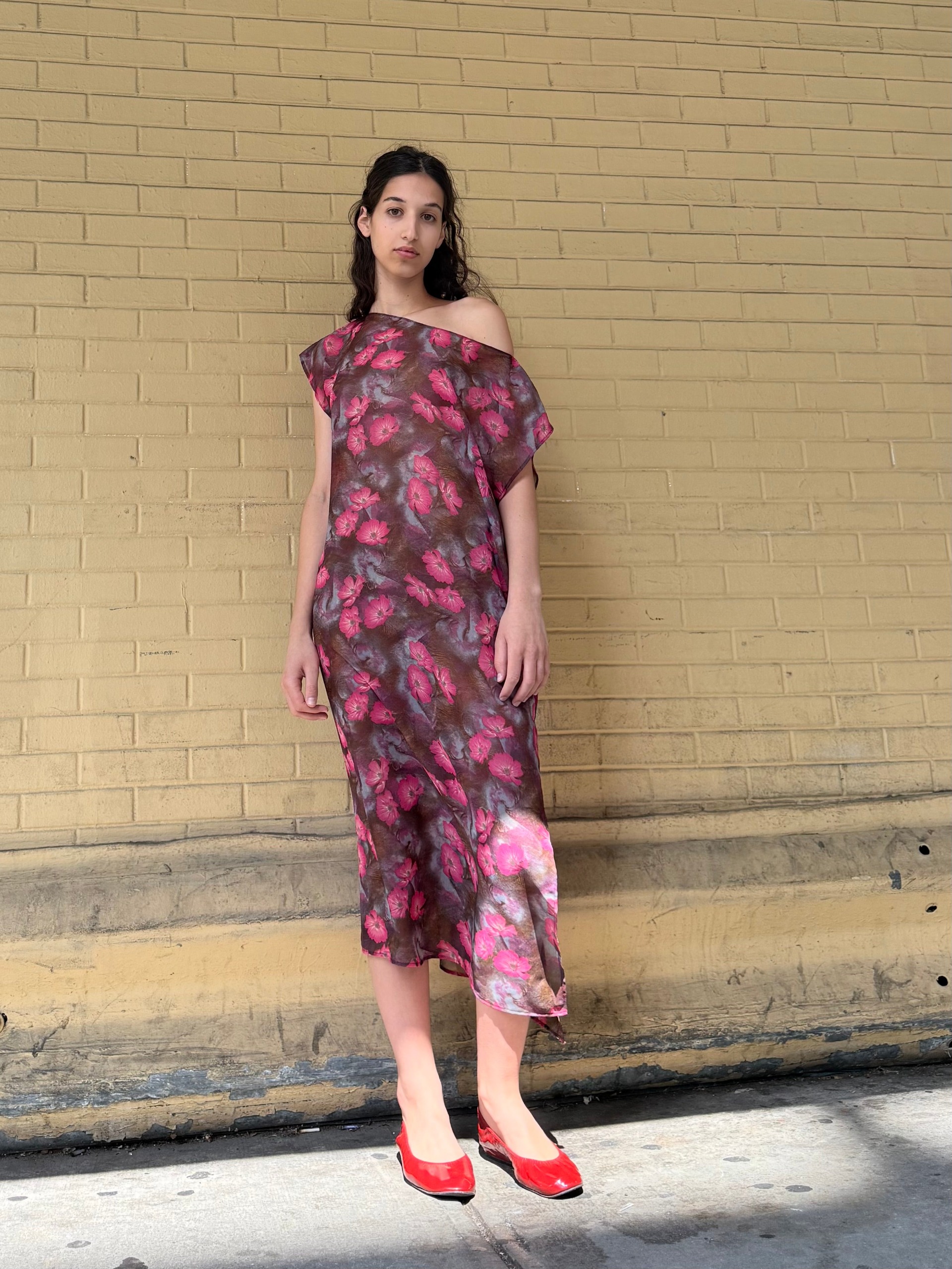 Dancer's Caftan in Burgundy and Fuchsia Floral