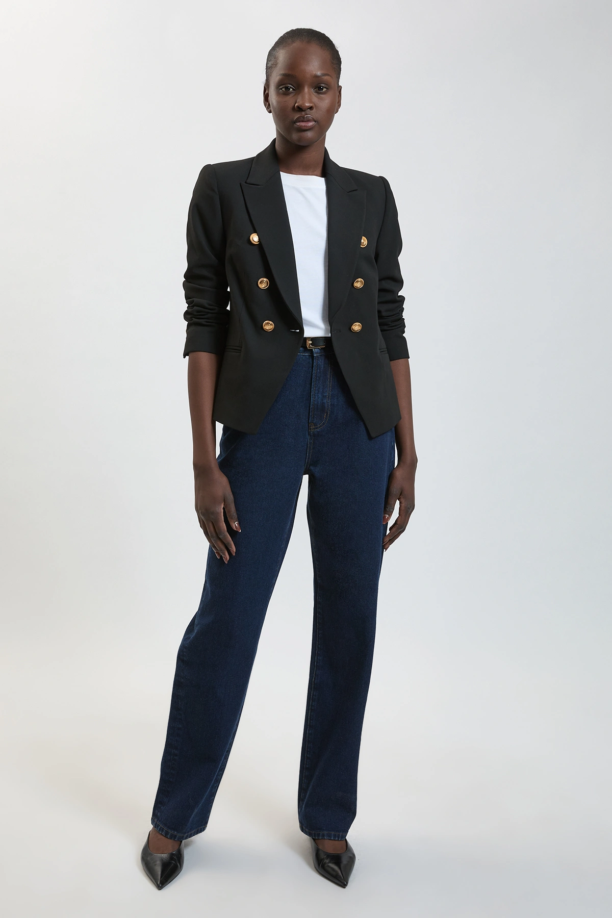 Karen Millen, Rigid Denim High Rise Straight Leg Jeans