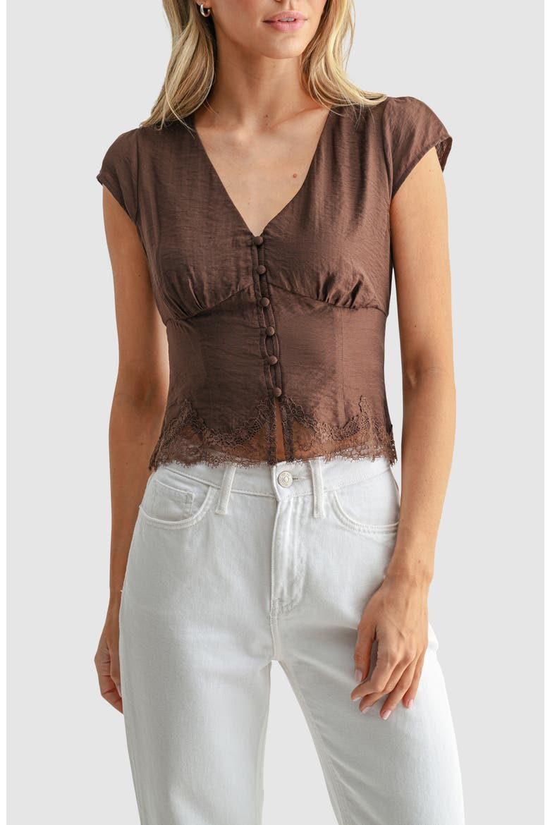 Lace Hem Cap Sleeve Top