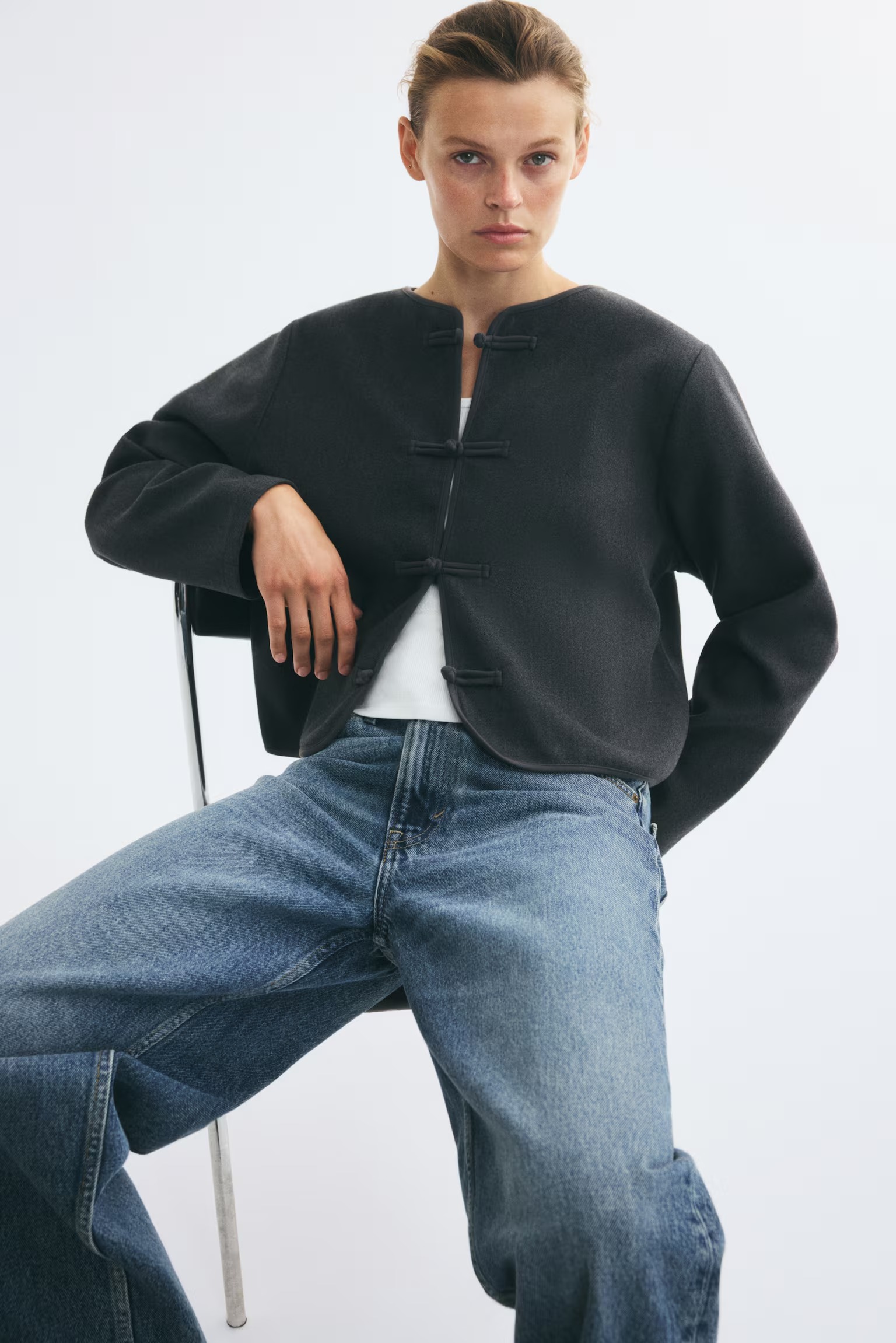 H&M, Brushed Knot-Button Jacket