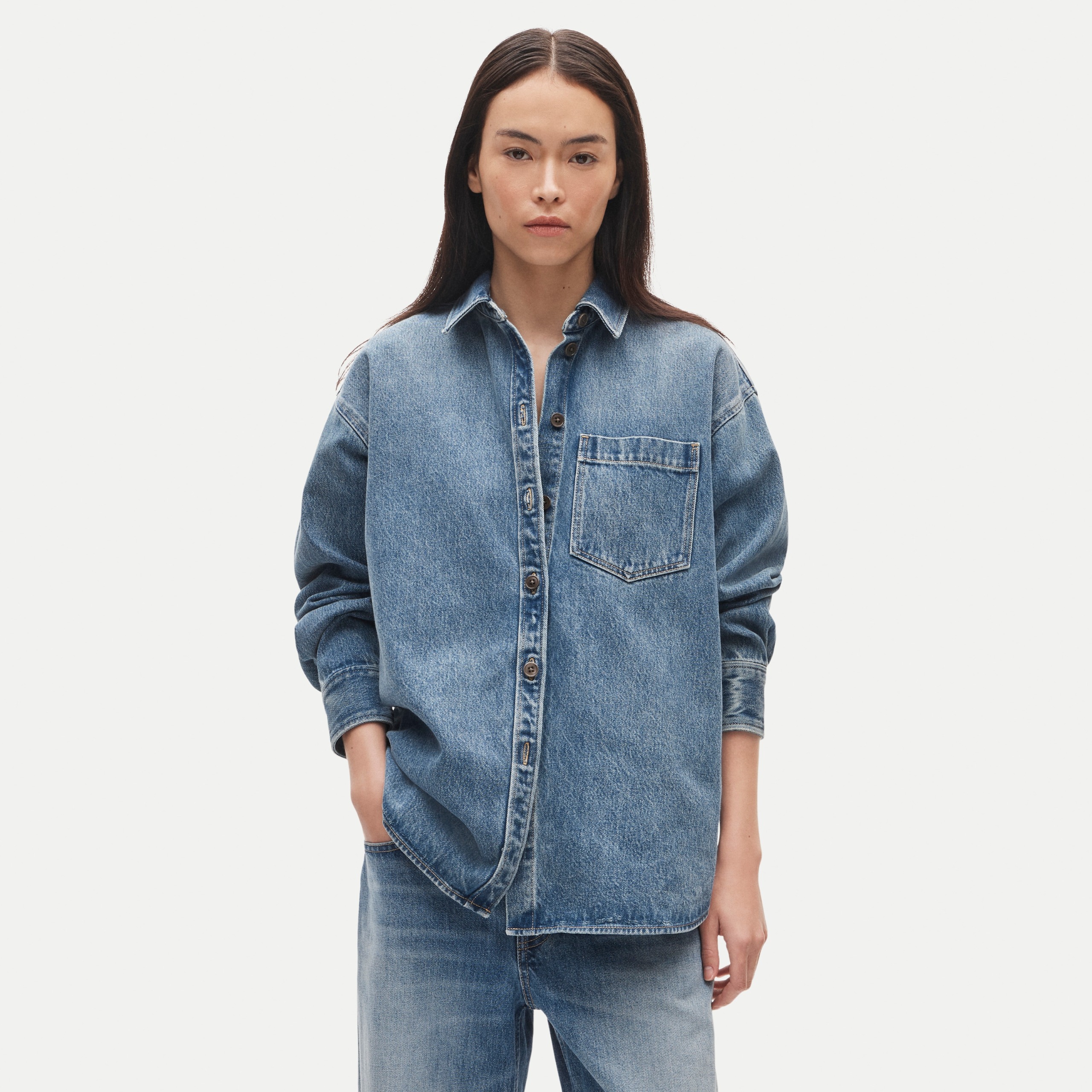 &Eacute;tienne Oversized Button-Up Shirt in Denim