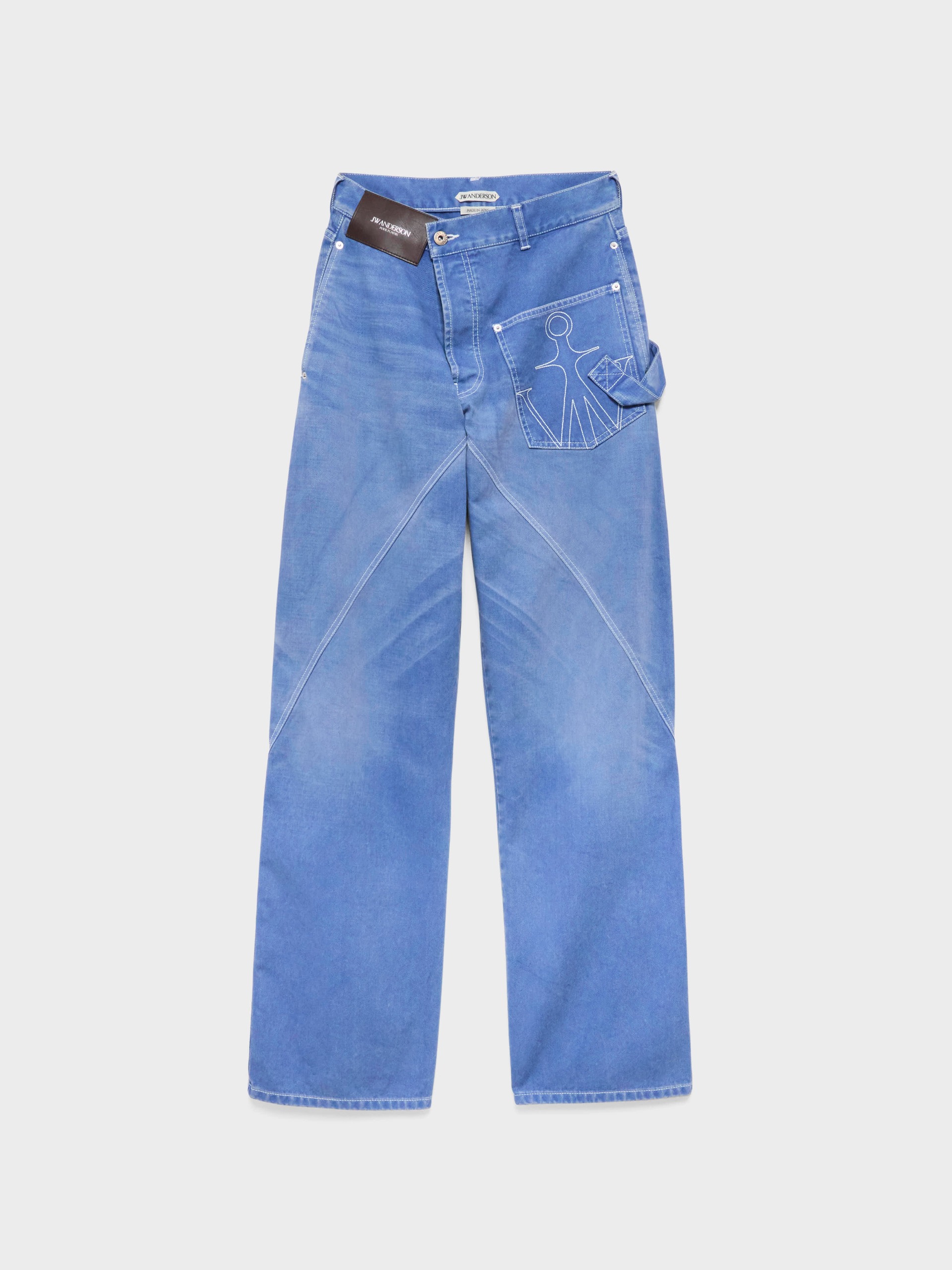 Womens Twisted Workwear Denim Jeans in French Blue