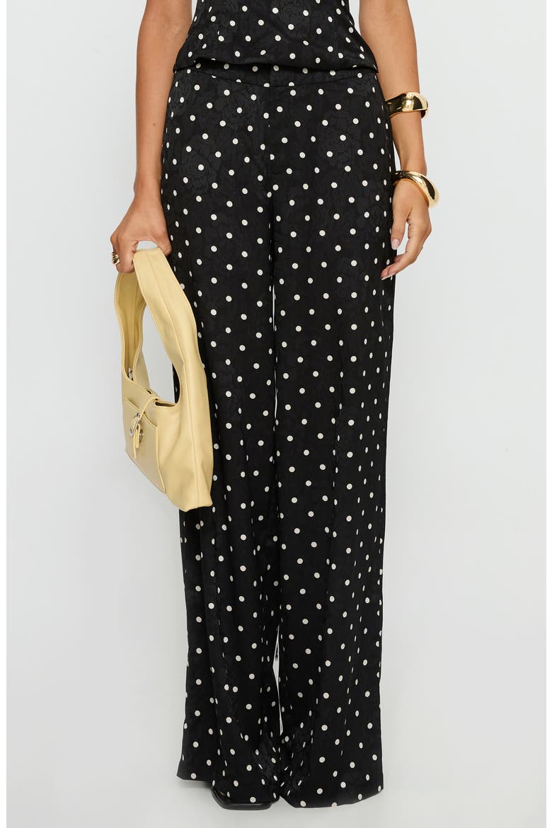Powdered Sugar Polka Dot Strapless Top & Wide Leg Pants Set