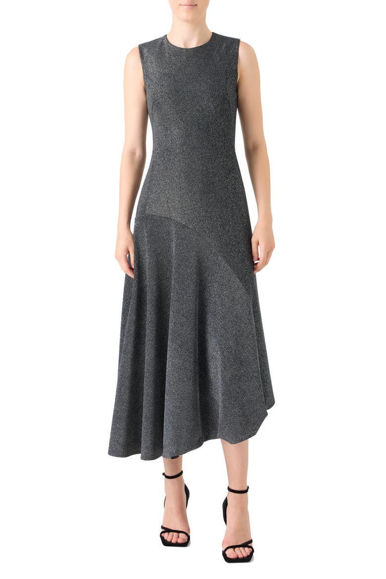 Asymmetric Metallic Knit Dress