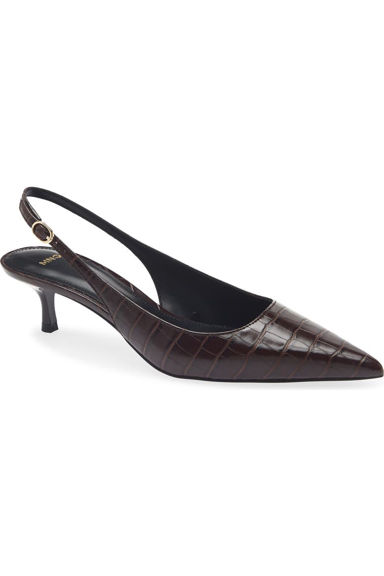 Croc Embossed Slingback Kitten Heel Pump