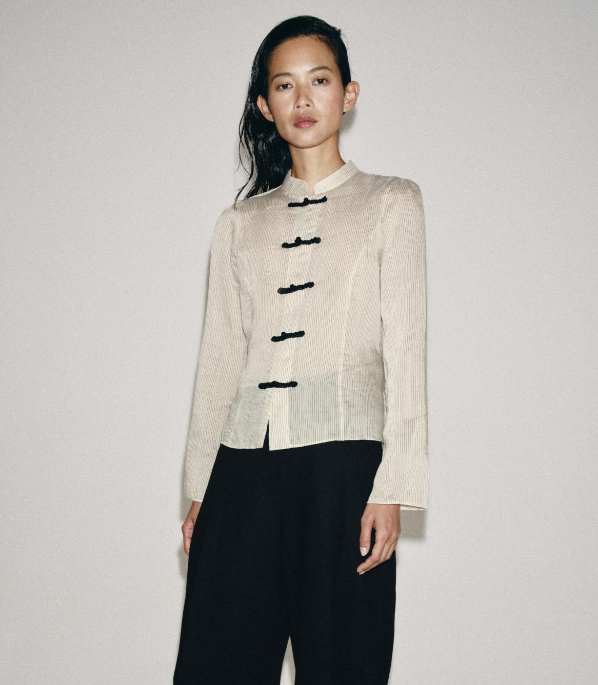 Zara, Striped Shirt With Frog Fastening