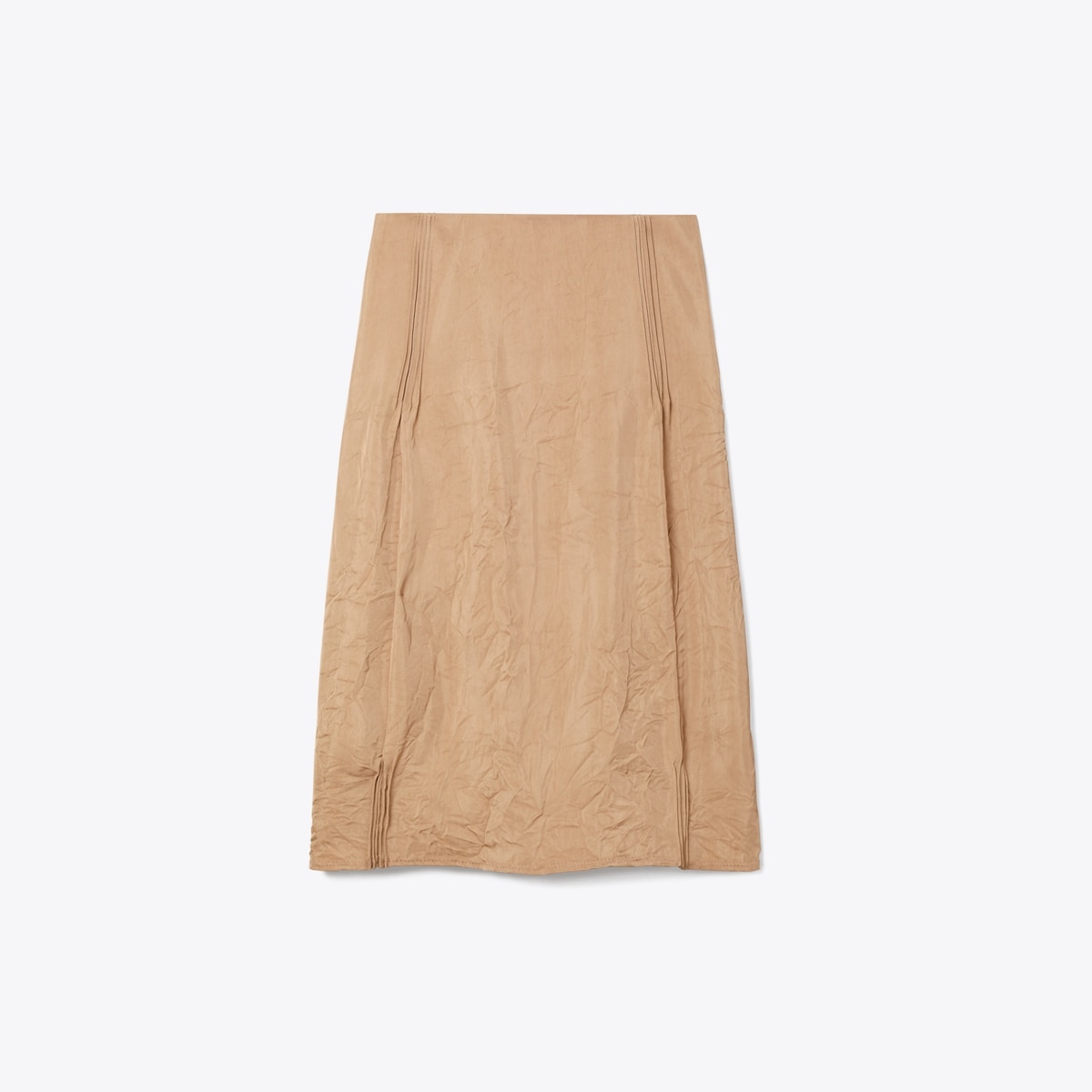 Crinkled Viscose Skirt in Beige, Size 2