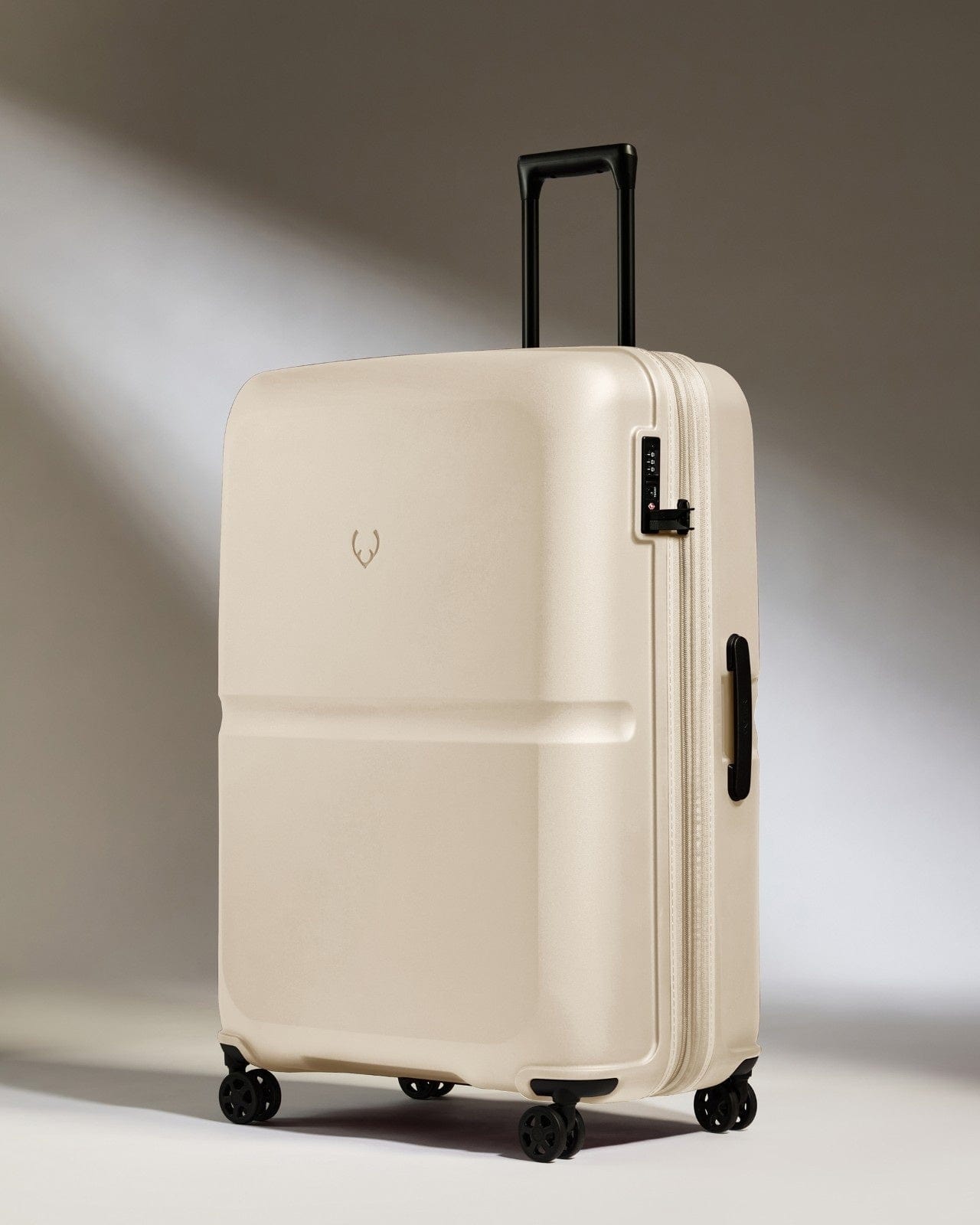 Large Suitcase in Warm Taupe - Single Stripe