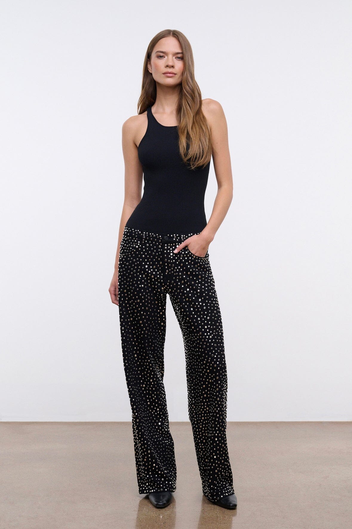 Gus Studded Relaxed Jean | Black Black - Size 23
