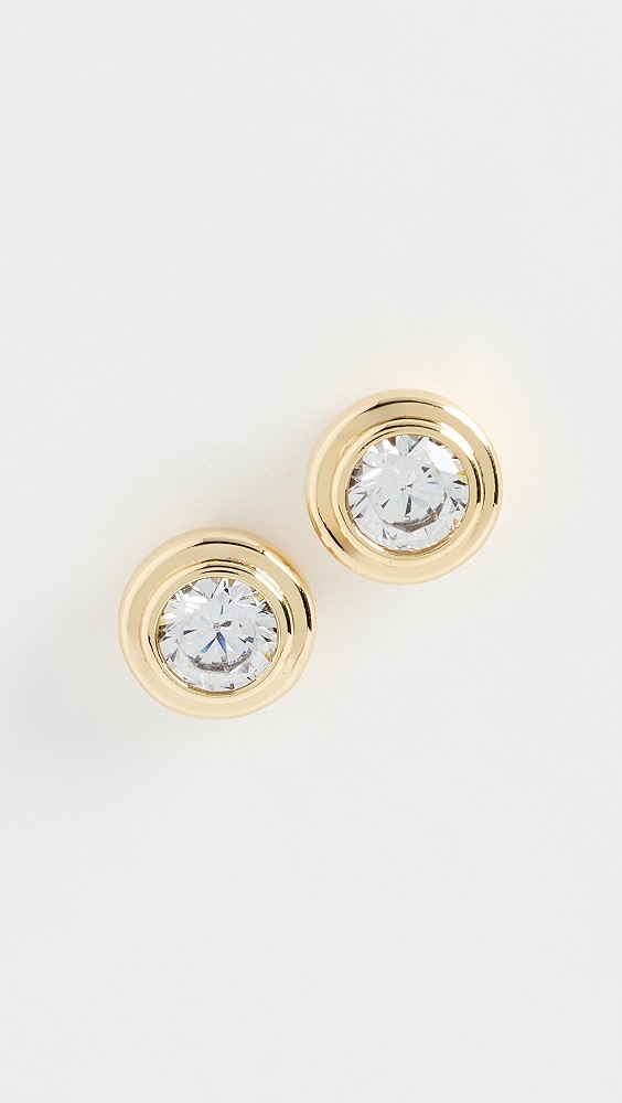 Double Rim Bezel Stud Earrings - Gold
