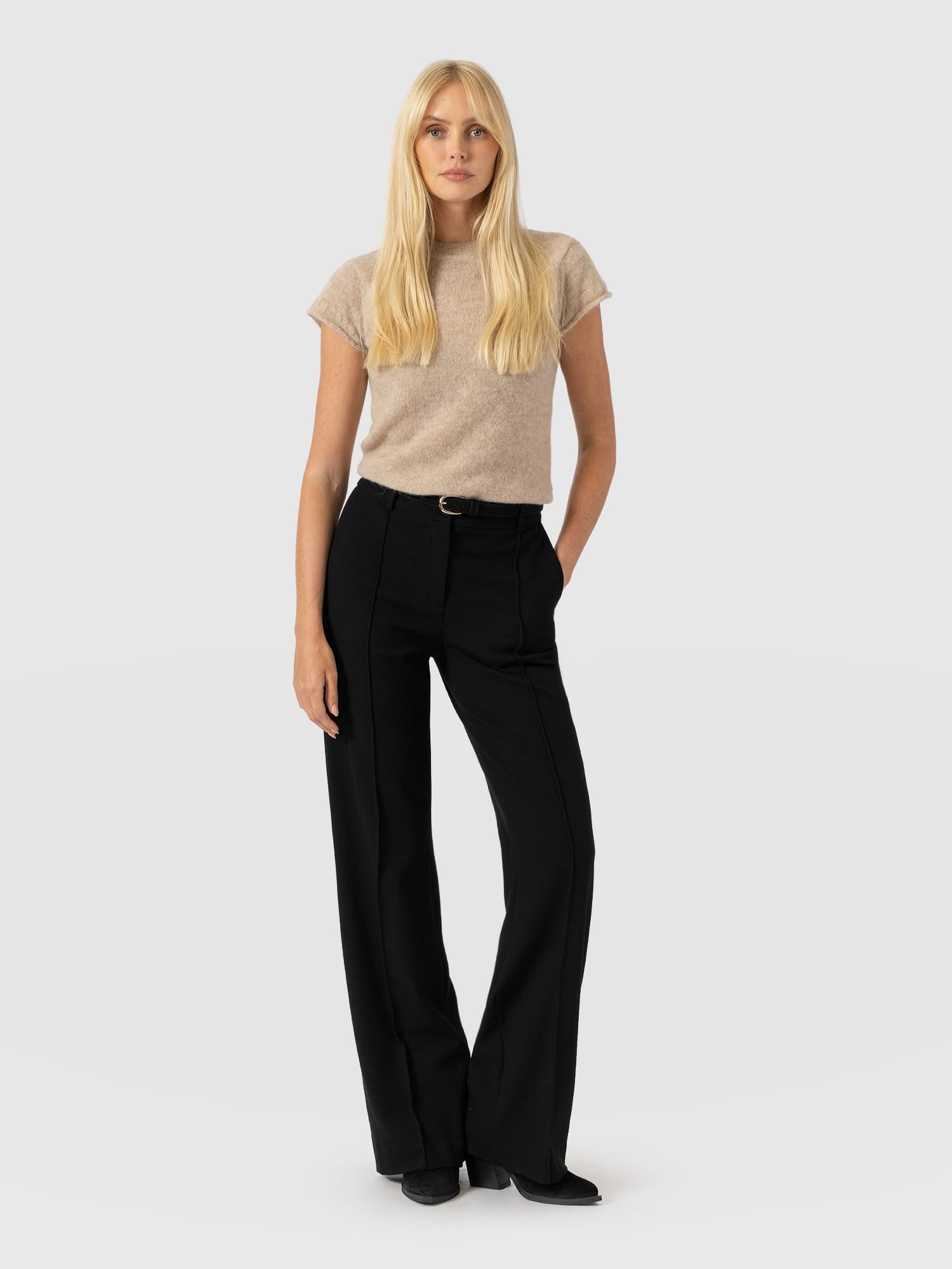 Cambridge Tailored Wide Leg Pant - Black - Uk 6 / Short