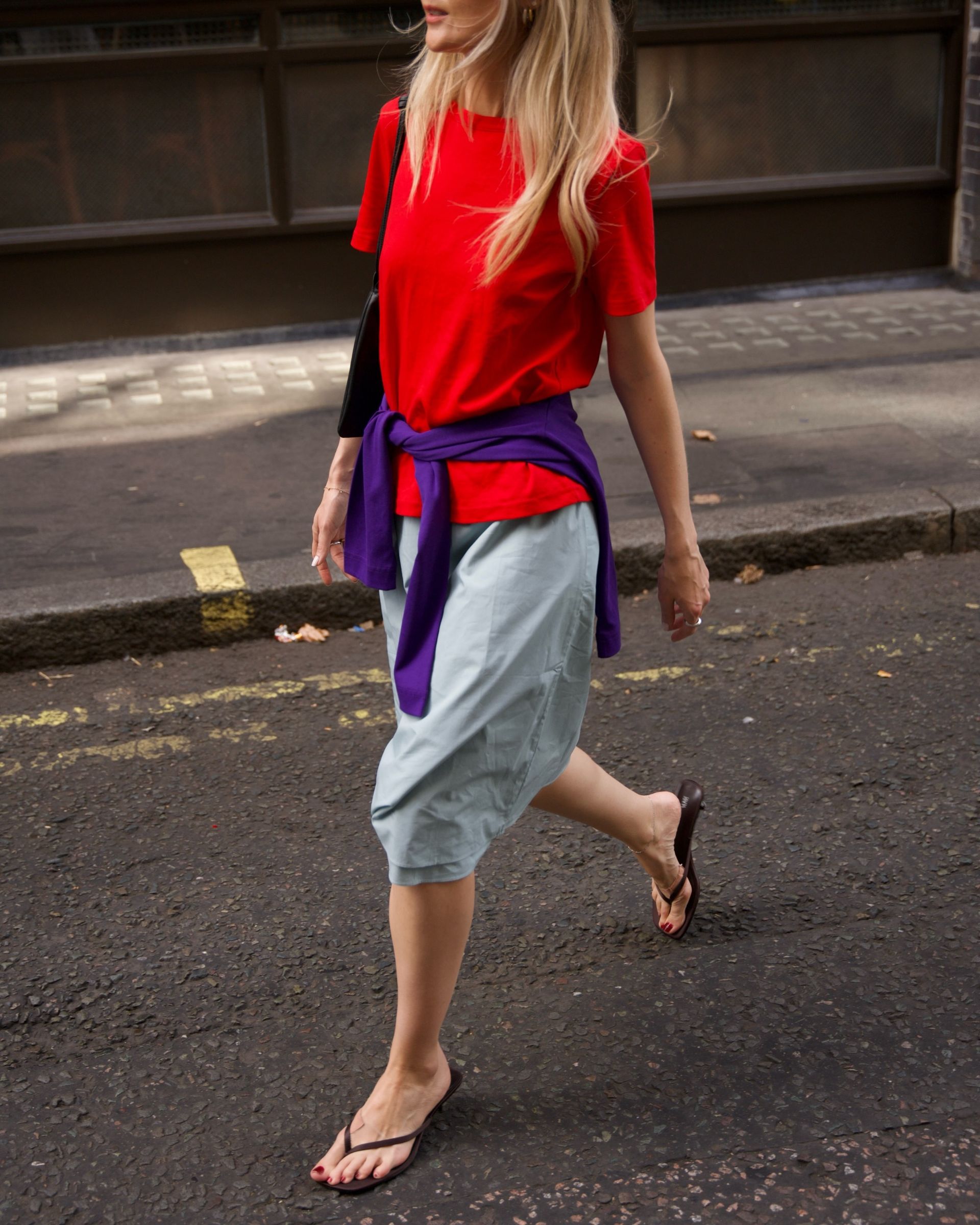 Chloe wearing purple COS tee