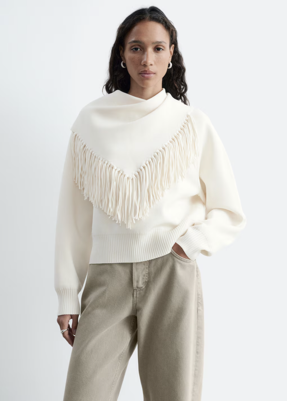 & Other Stories, Scarf Detail Knit Jumper - Off White