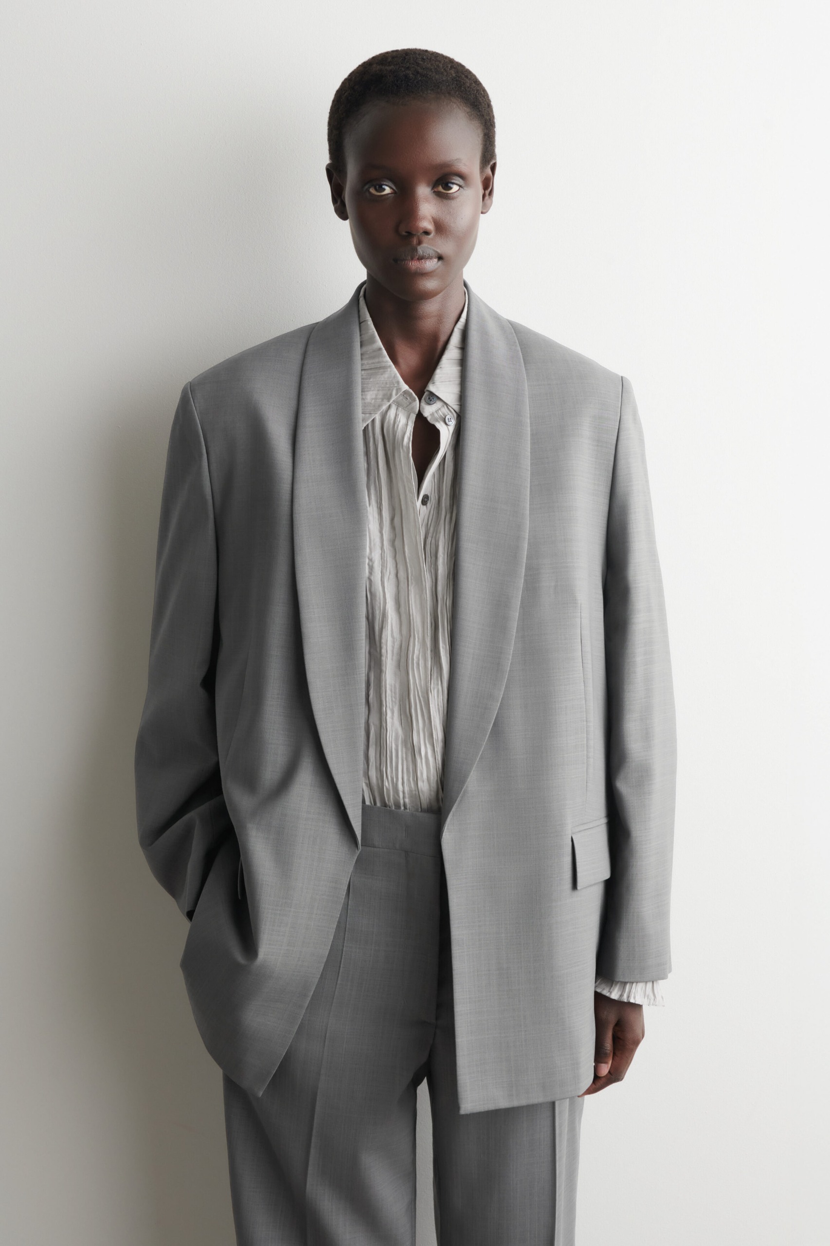 Shawl-Collar Wool Blazer