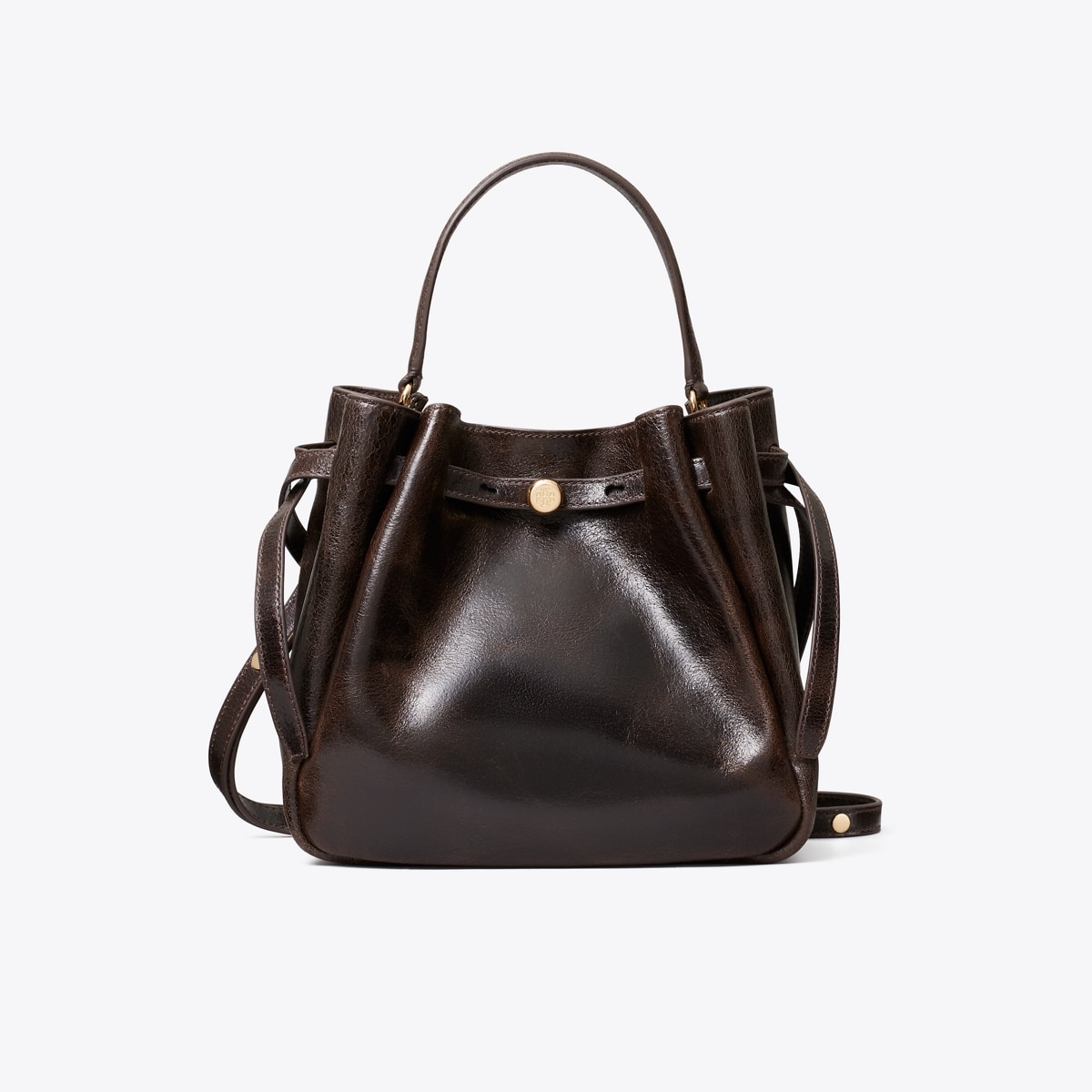 Romy Distressed Bucket Bag in Brown, Size Os