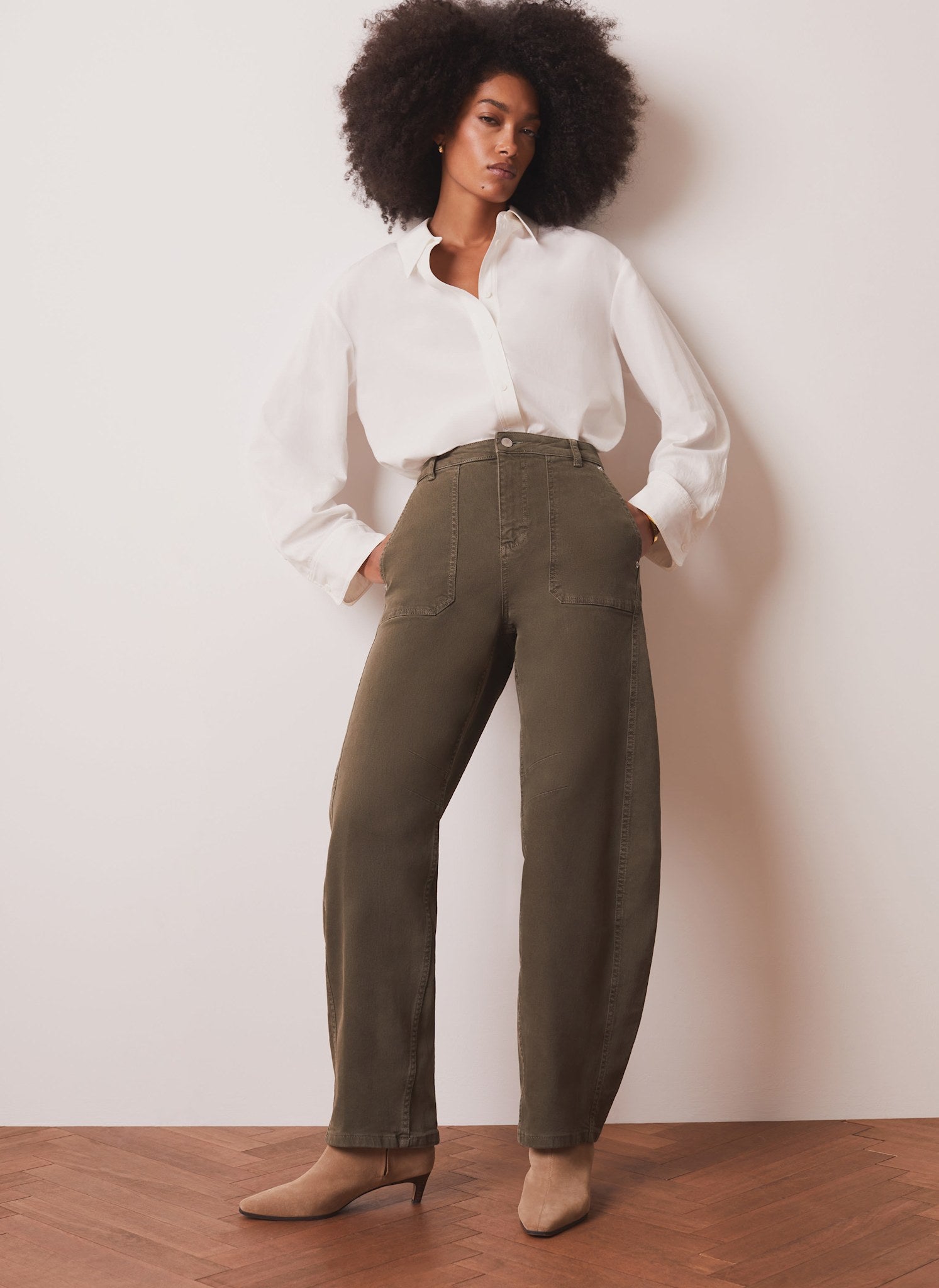 Khaki Utility Barrel Jeans