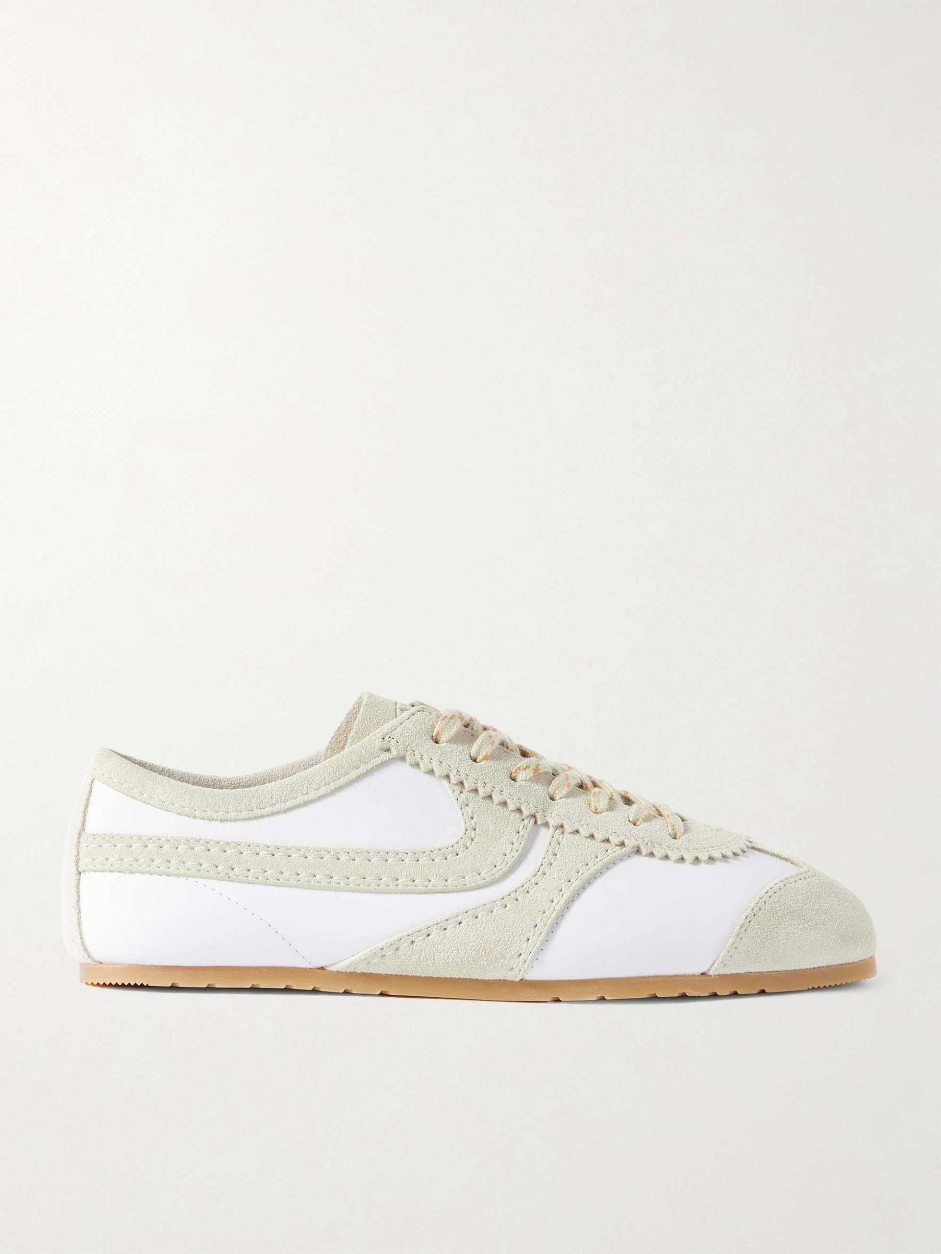 Suede-Trimmed Leather Sneakers