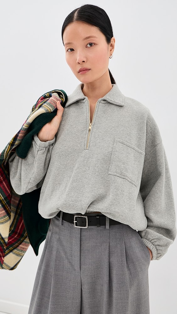 Alva Cropped Sweatshirt - Grey Melange