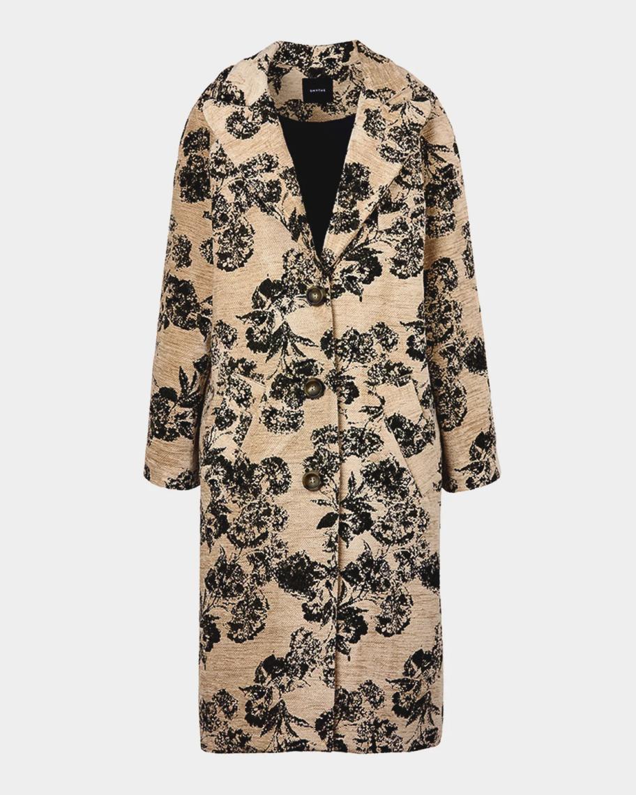 Floral Jacquard Midi Coat