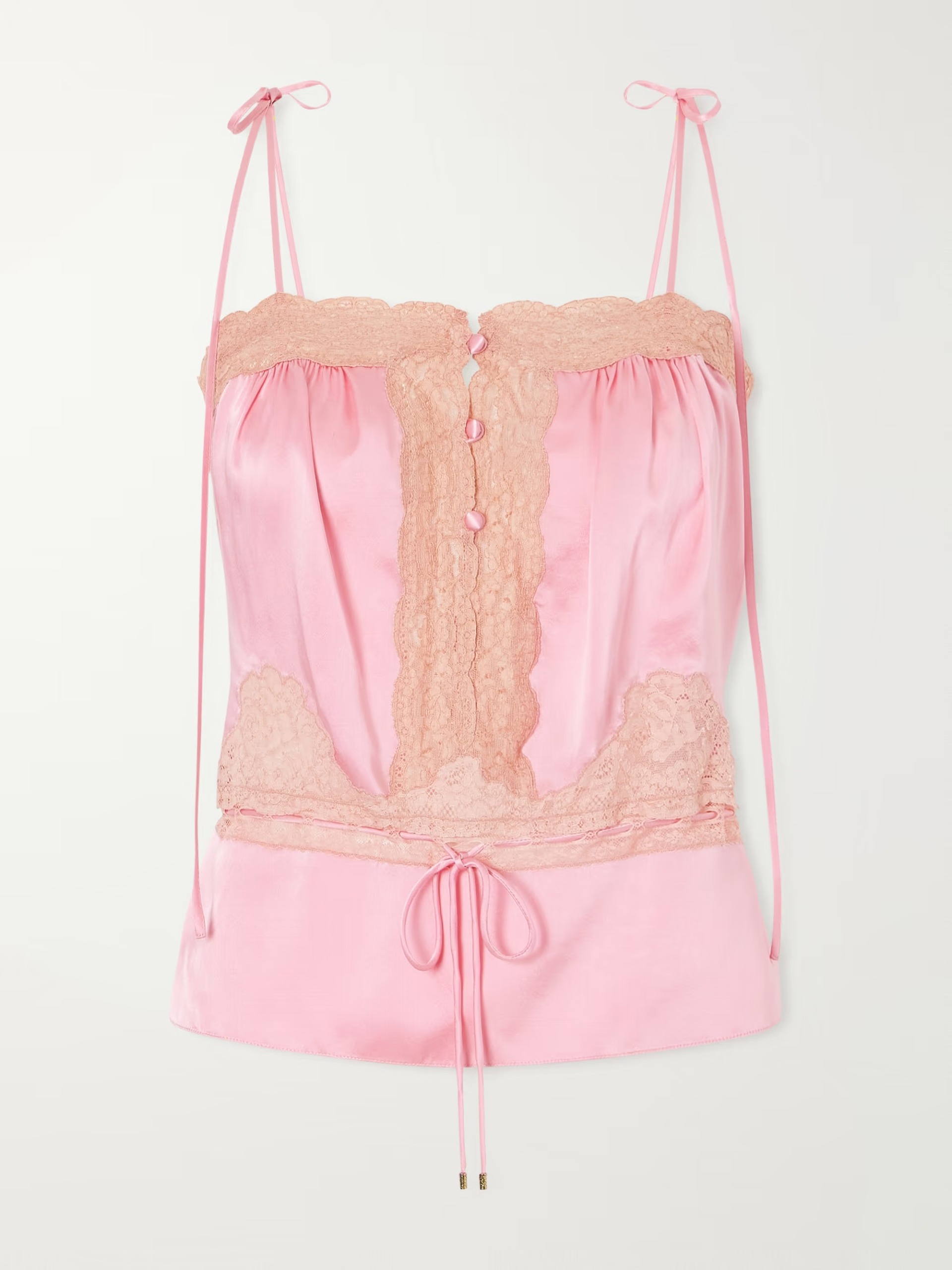 Chlo&eacute;, Lace-Trimmed Silk-Satin Tank