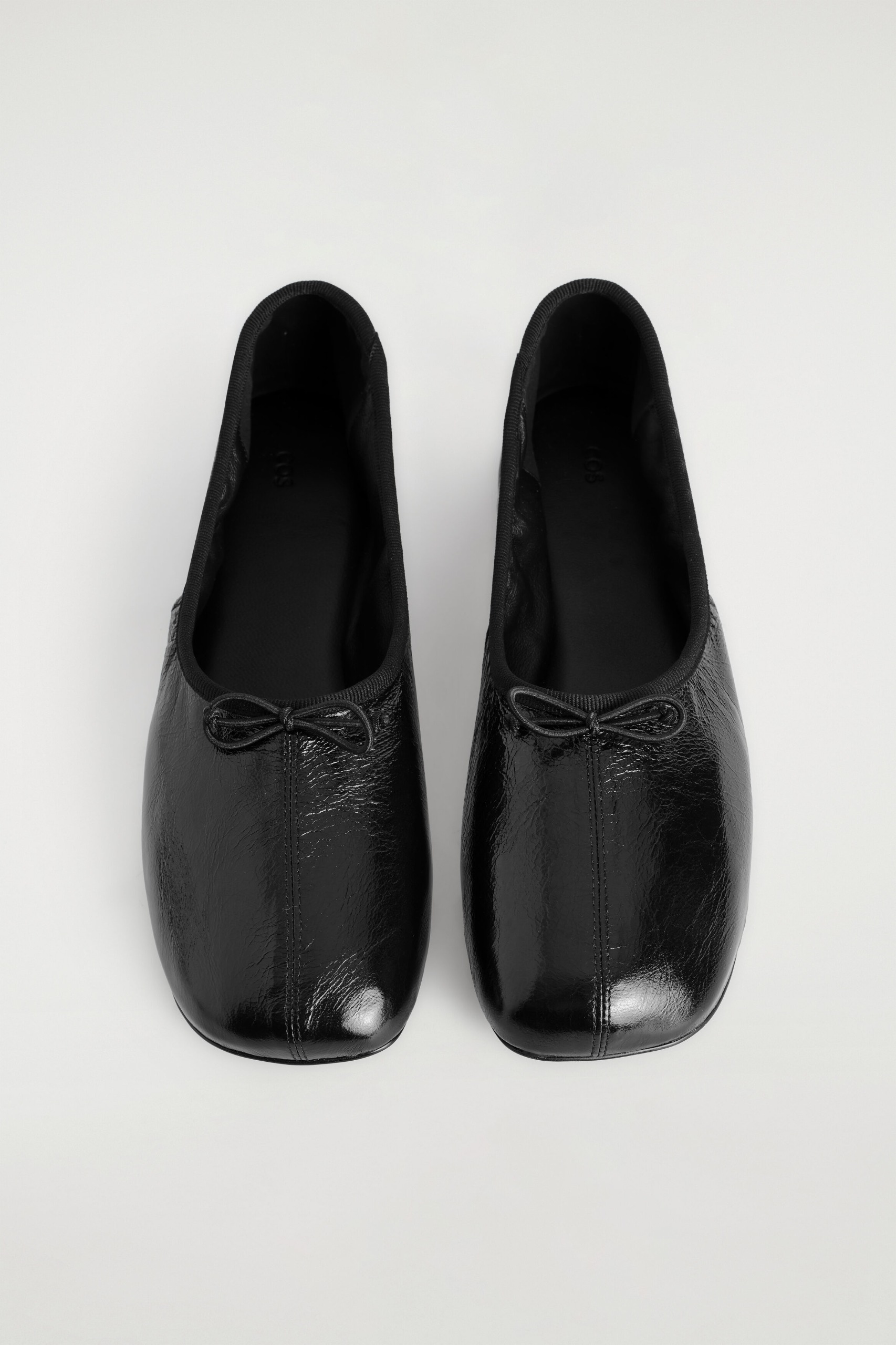 Crinkled Patent-Leather Ballet Flats