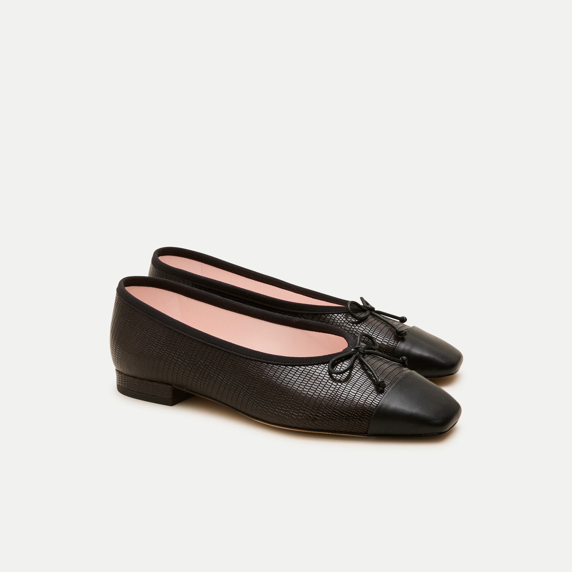 Sophie Cap Toe Ballet Flats in Lizard-Embossed Leather