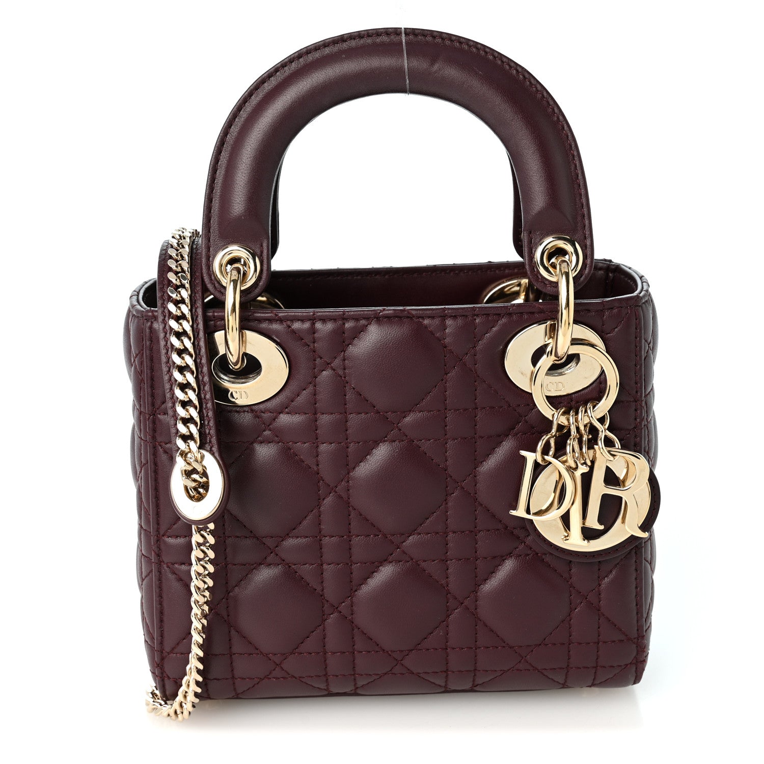 Christian Dior Lambskin Cannage Mini Lady Dior Plum