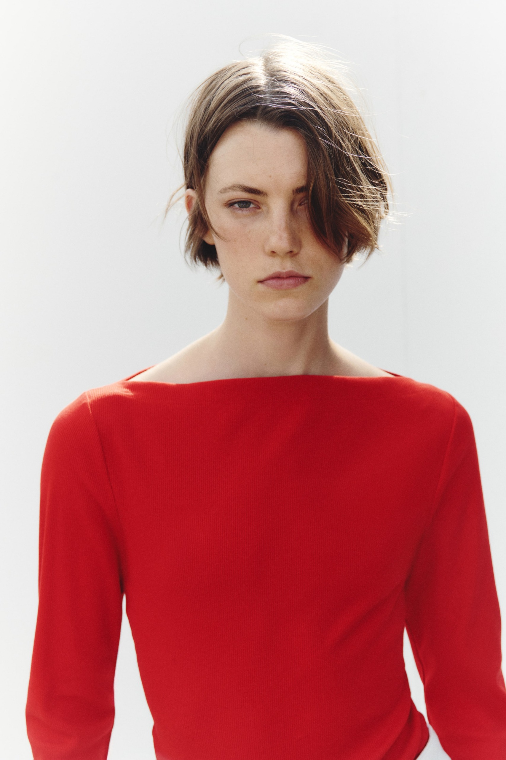 Ribbed Boat-Neck Top